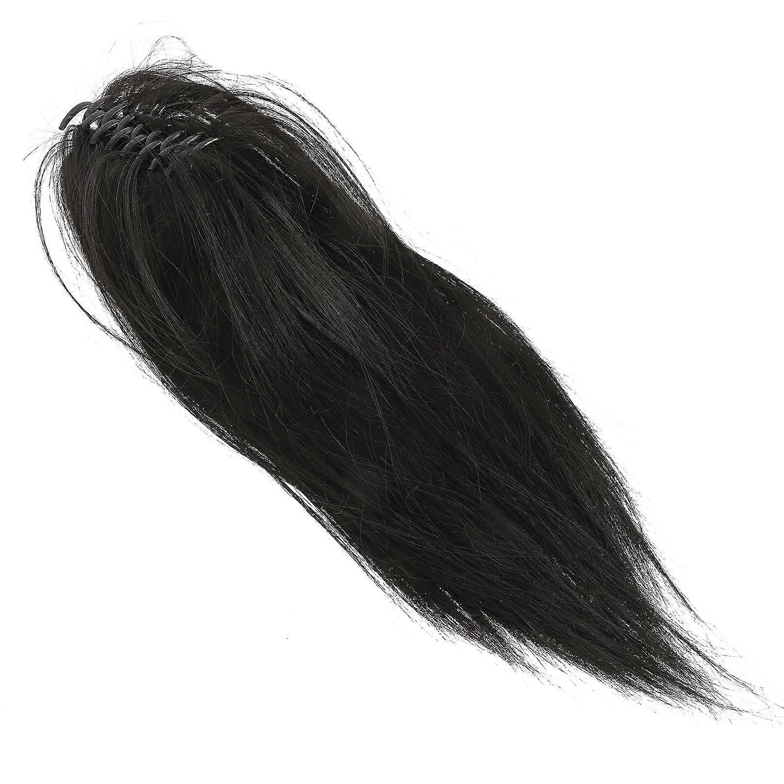 Fluffy Paryk til Kvinder Lang Paryk Syntetisk Hårforlængelse Sort