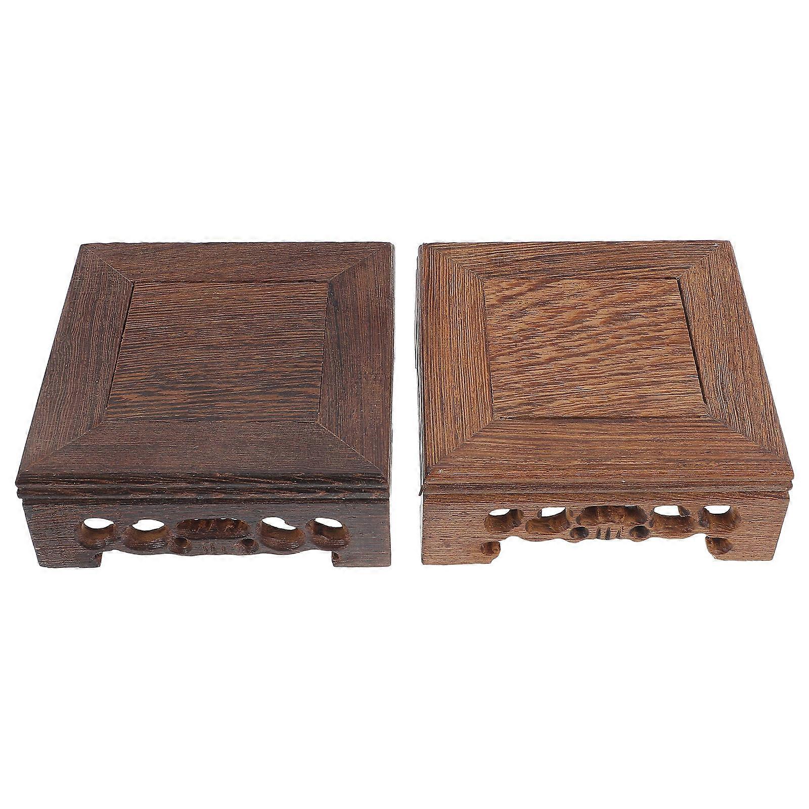 Ornament Display Stand Square Wood Base for Display 2Pcs