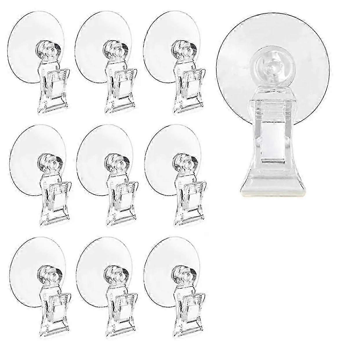 10Pcs Suction Cup Clips Transparent Sucker Clamp Bathroom Window Glass Suction Cup with Clip for Advertising Display