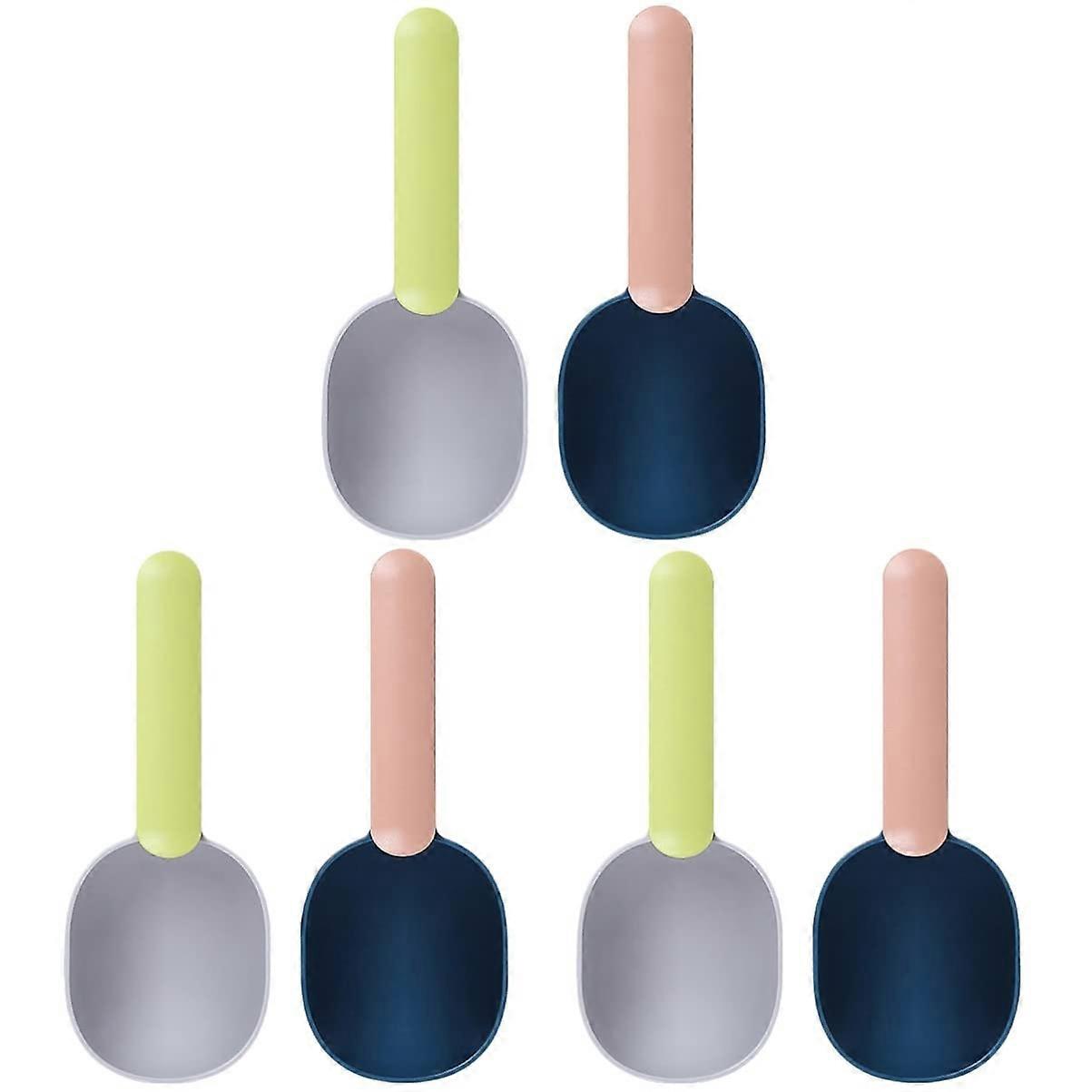 Multifunctional Cup Spoon Pack Of 6 Plastic Pet Feeding Tools For Cats And Puppies Clip Shovel Grey Green Pink