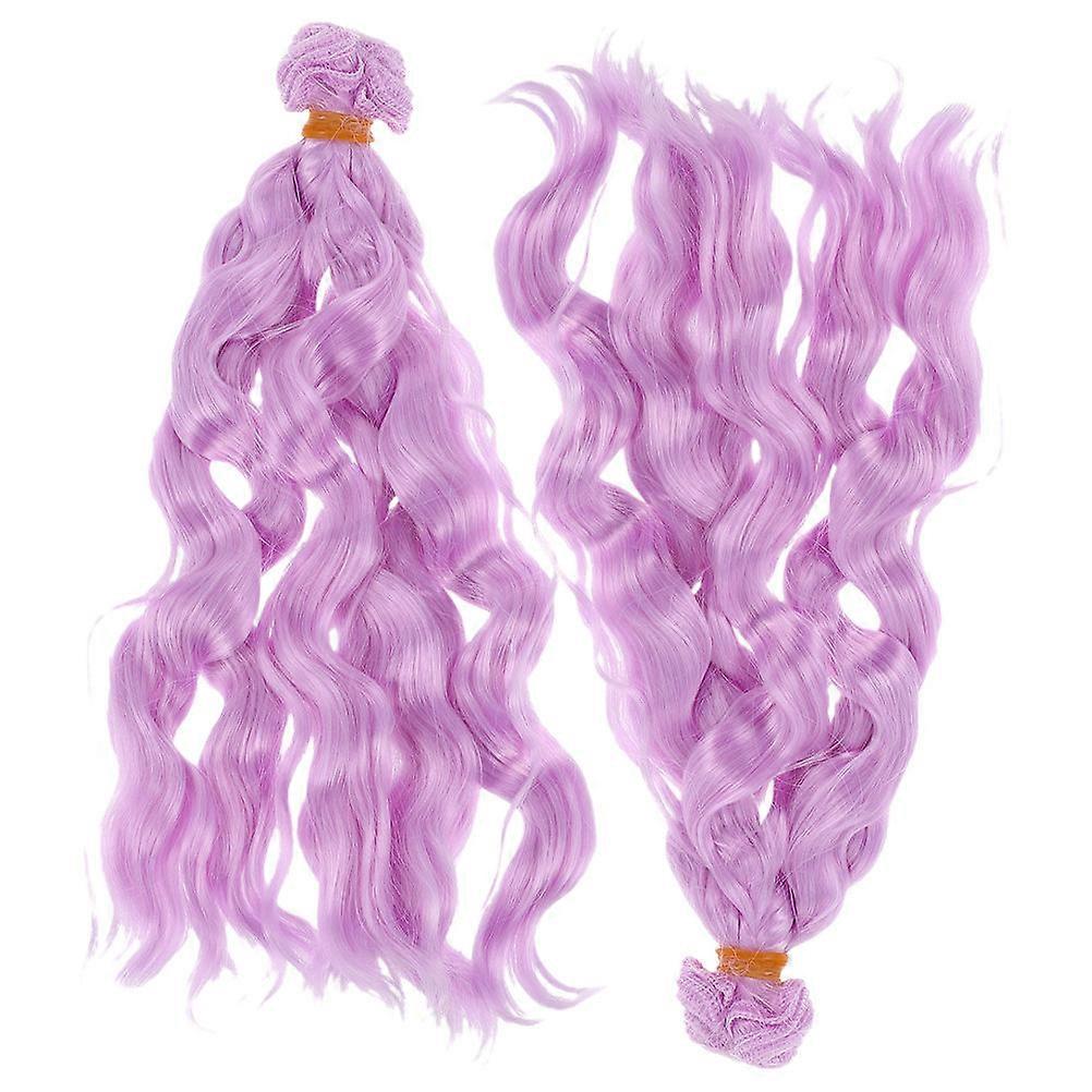 Curly Dolls Hair Wig 2Set Synthetic Hair Bundles Designed For Rerooting Tool Replacement Durable Soft Purple