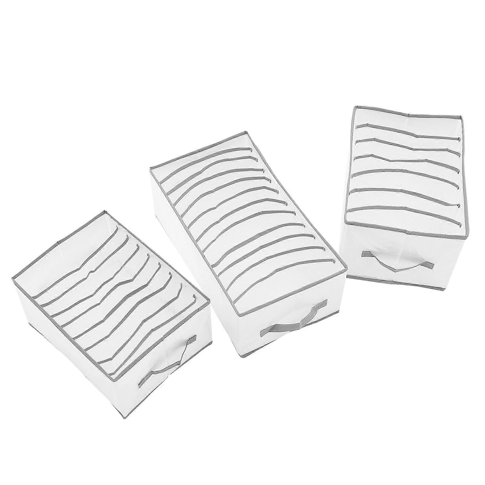 Clothes Storage Organizer 3Pcs Designed For Wardrobe And Closet Use Offering Practical Division And Space Optimization In Grey Color