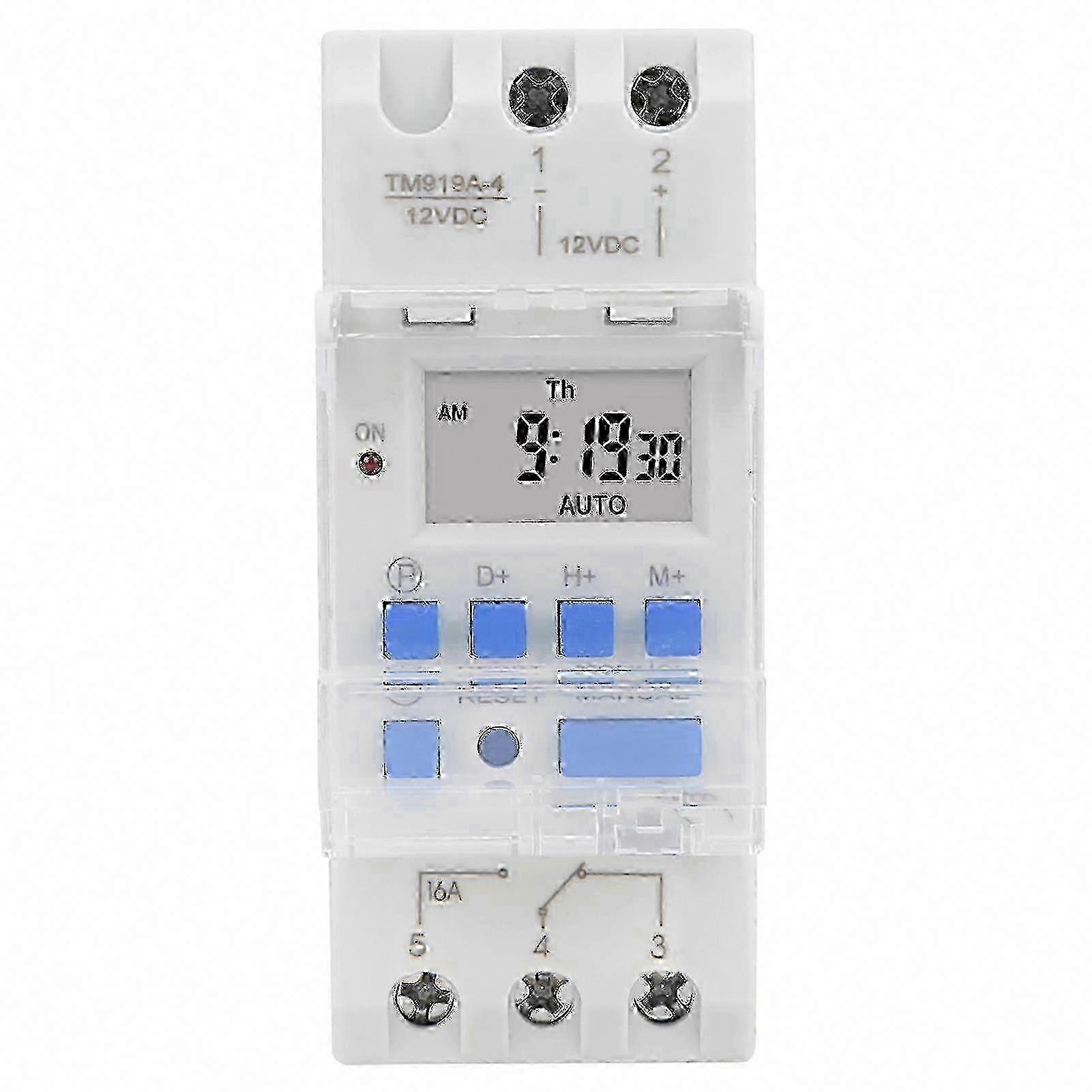 12V DC 16A Timer Switch with Weekly Countdown & Removable Battery for EU