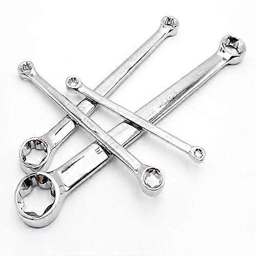 Wrench Set With Ring Spanners And Box End Wrenches, Torx Screwdrivers, Sizes E6 To E24, 4-Piece Kit