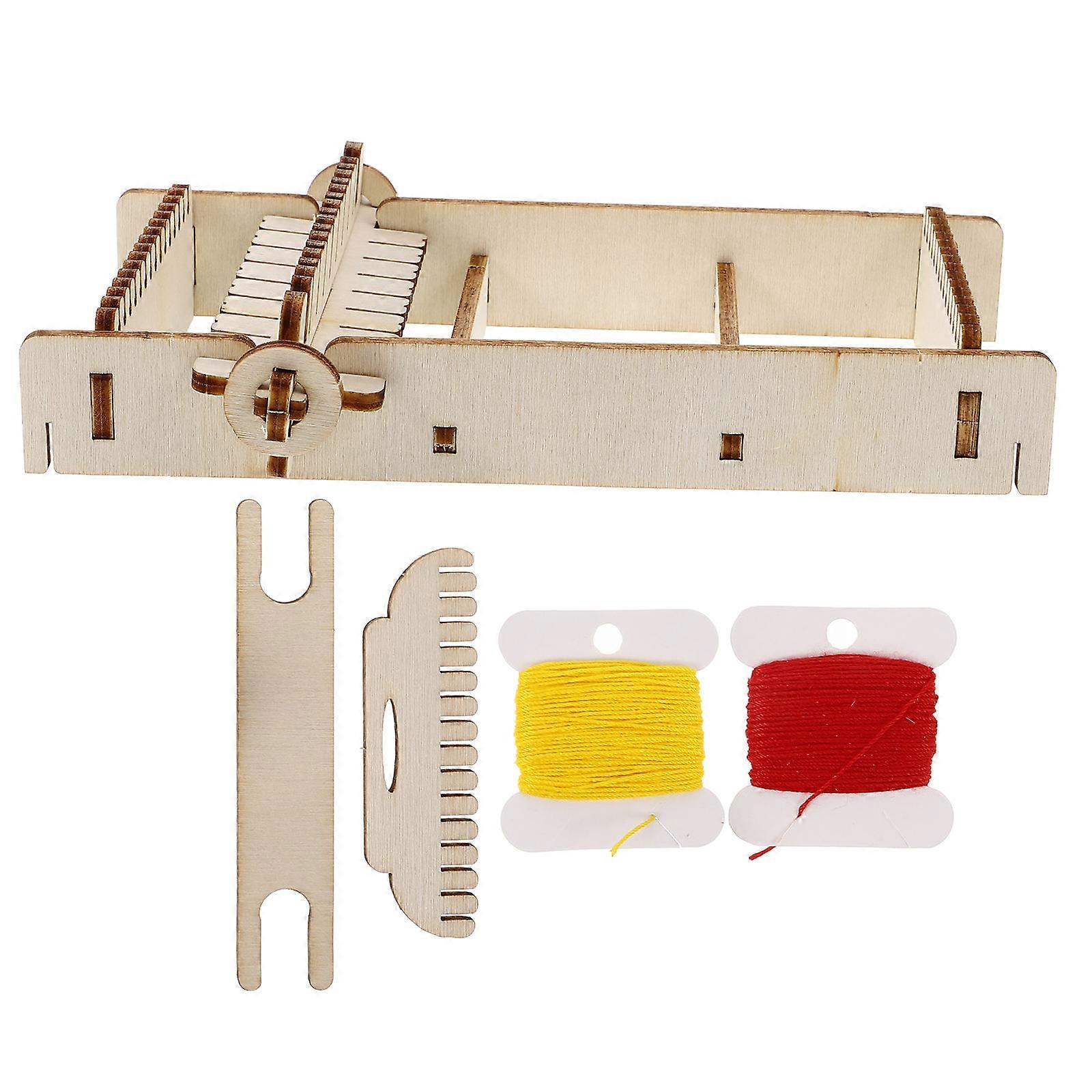 Wooden Weaving Loom Toy for Home Beige Color Easy to Carry and Store with Proper Size 1 Set