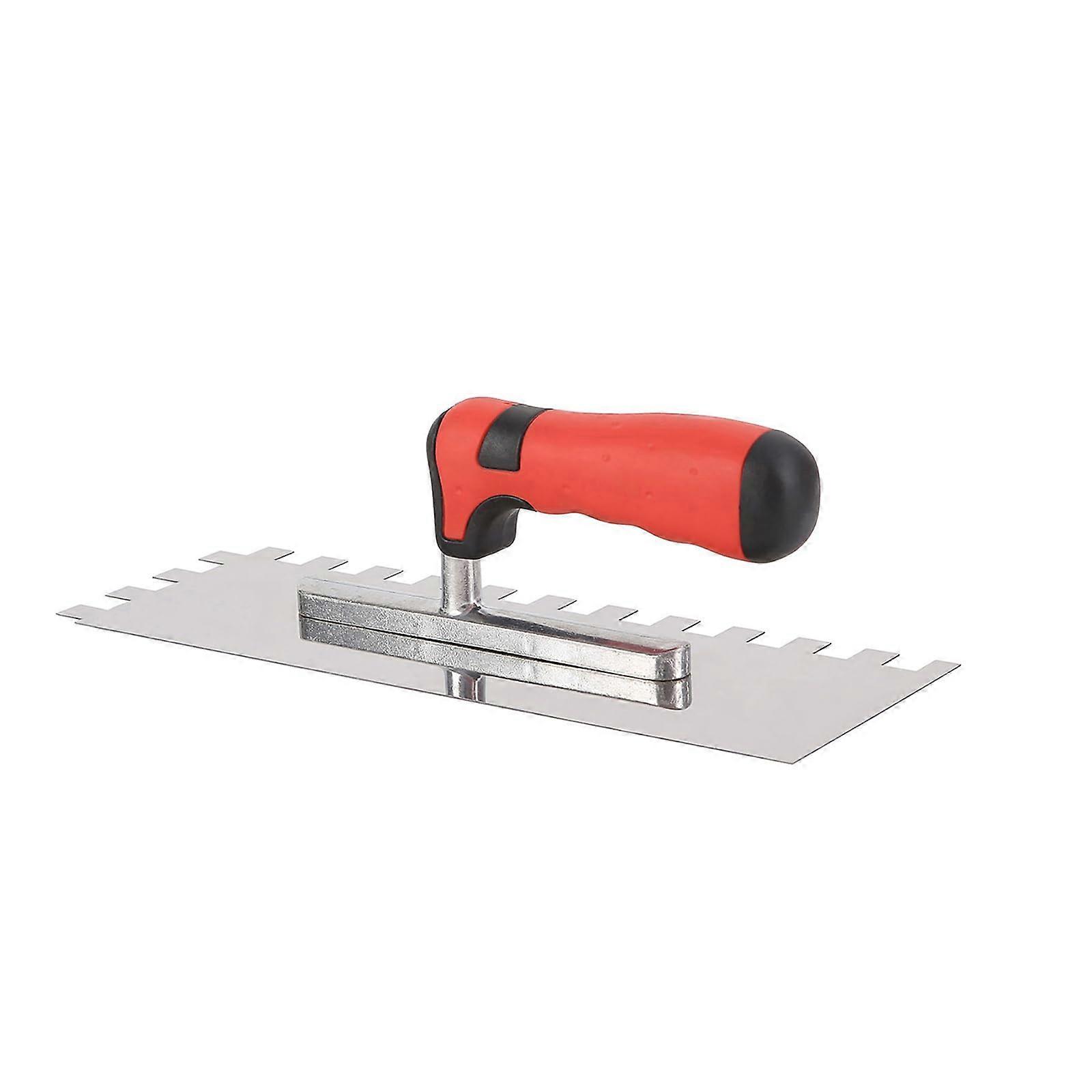 Flat Notched Trowel 12mm with Non-Slip Handle, Stainless Steel for Sheetrock Drywall Finishing and Smoothing