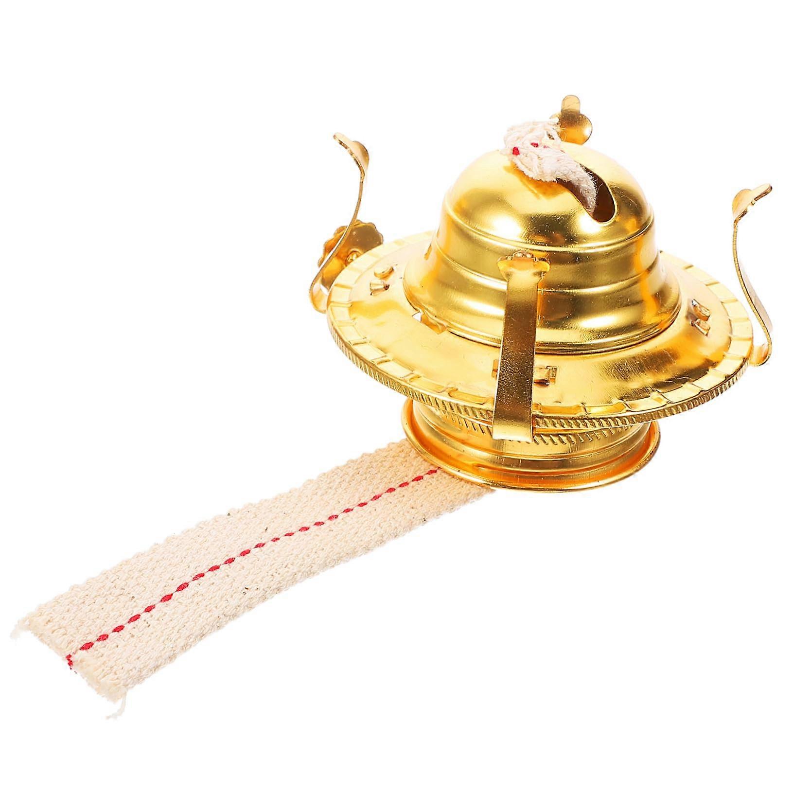 Retro Oil Lamp Burner with Metal Regulator and Glass Cover Replacement Part for Kerosene Lamps, Durable Decorative Aromatherapy Accessory