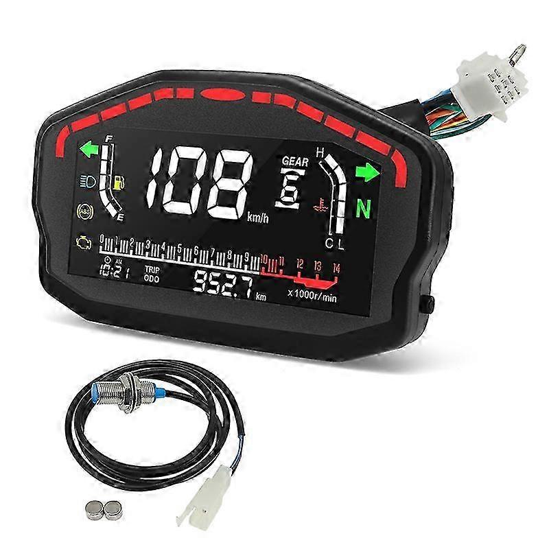 Motorcycle Digital Dash Panel Universal LED LCD Speedometer Odometer 1,2,4 Cylinders