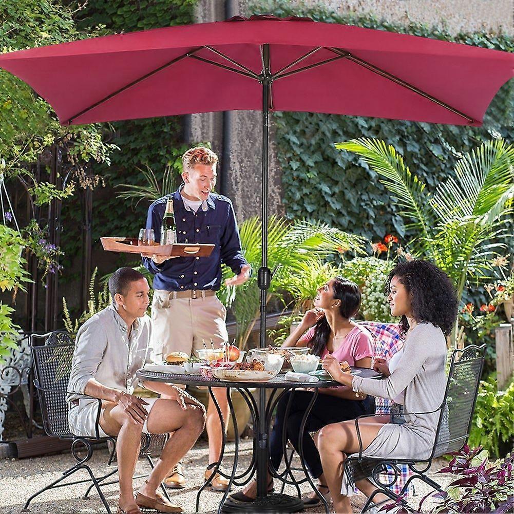 2x3M Tilting Red Garden Parasol Umbrella with Square Base