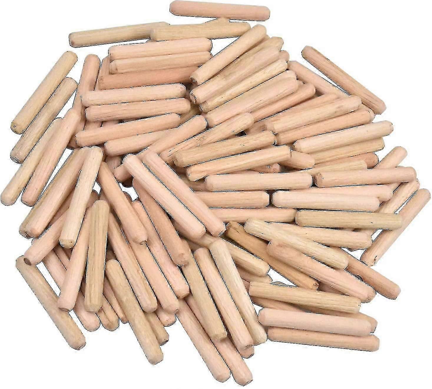 100 Pack Grooved Wooden Dowels Tapered Wooden Dowels Twill End Birch Dowels 6mm X 40mm