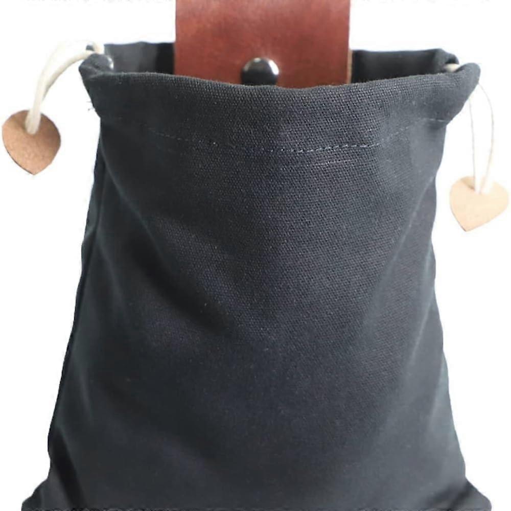1 Piece Food Bag, Waxed Canvas Food Bag for Mushrooms, Foldable Camping Bag, Waist Bag, Waterproof Small Leather Bag (Black)