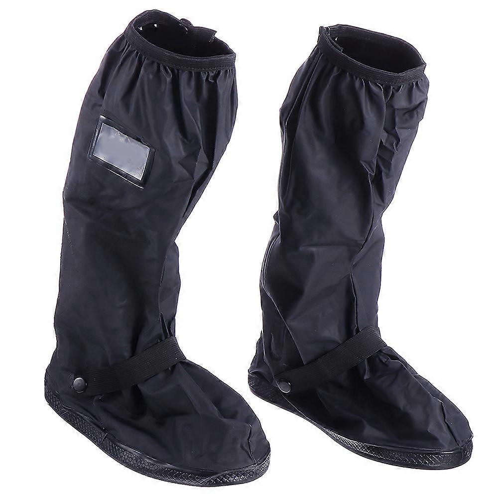 Unisex Waterproof Rain Boot Covers with Anti-slip Design for Shoe Protection Black Large Size