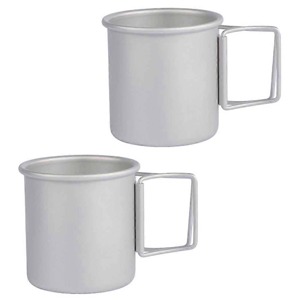 Portable Aluminium Alloy Cups For Outdoor Camping And Traveling 8X7X7cm Foldable Handle Multi-purpose 2Pack