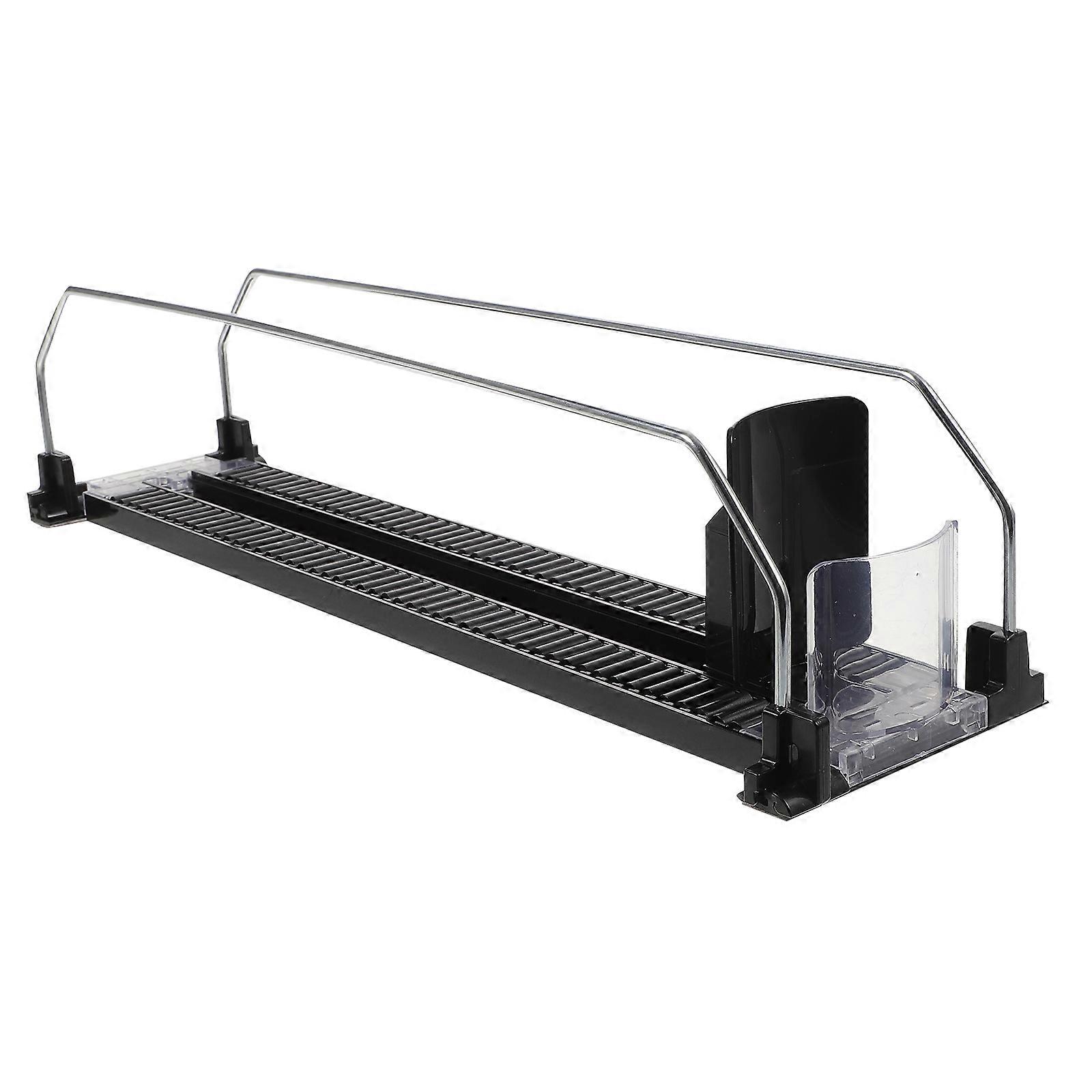 Automatic Replenishment Shelf Pusher Sliding System for Drinks Display and Beverage Organization in Fridges and Cupboards