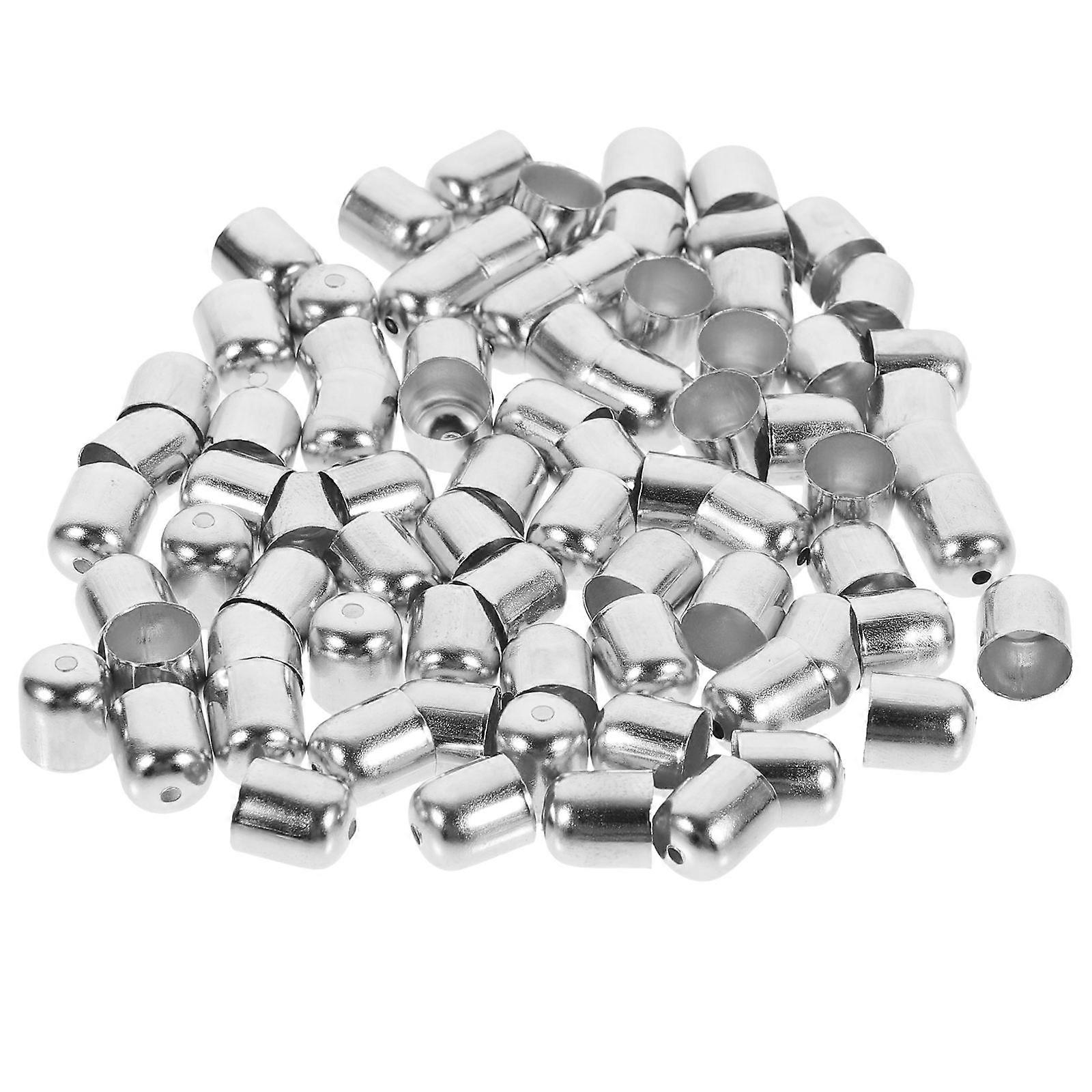 100PCS Silver Metal Cord End Beads for Storage Use with Durable Quality and Stylish Design 100PCS