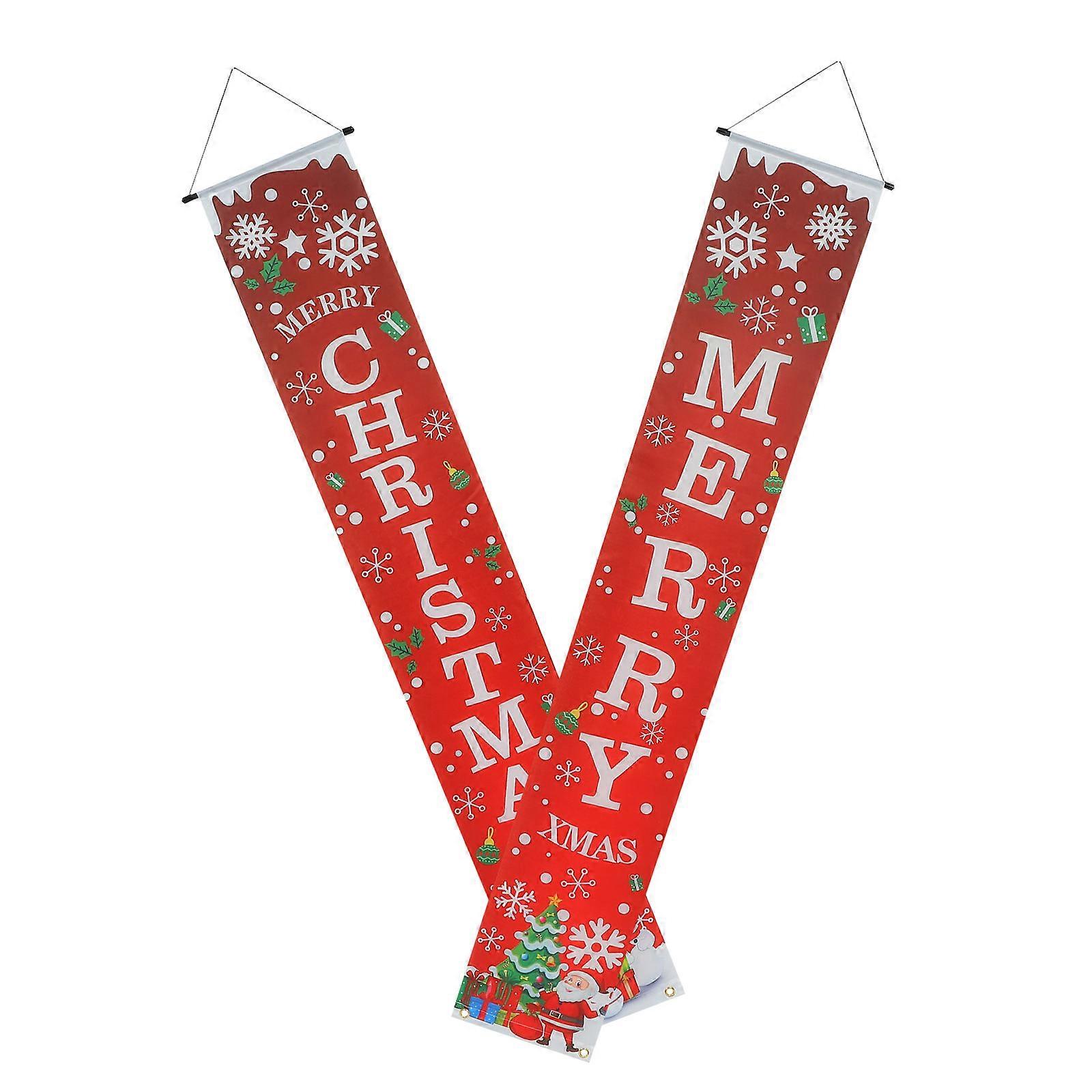 Door Banner Decorations With Christmas Theme Suitable For Front Porch And Walls 1 Pair
