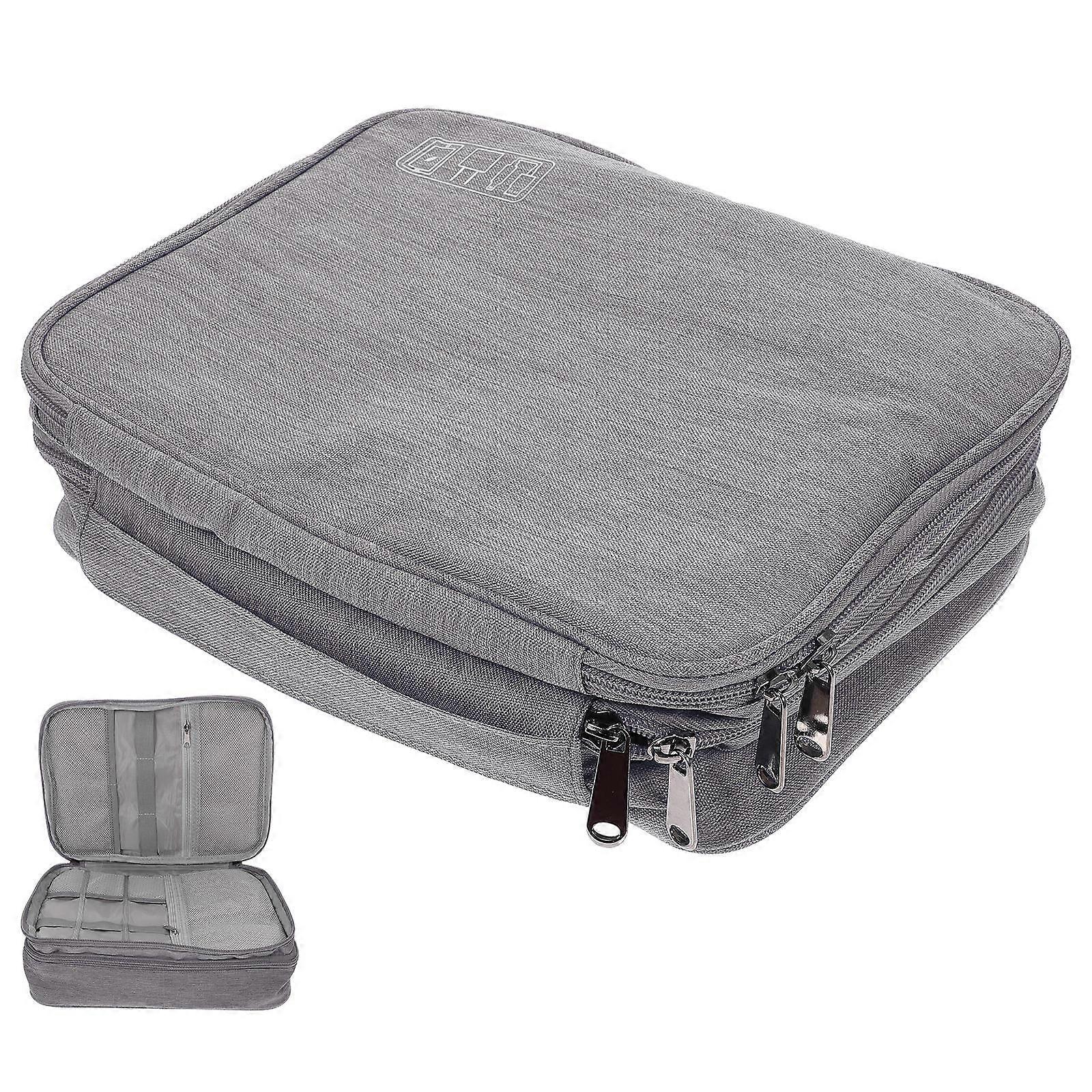 Bolsa de Viagem Cinza Para Pequenos Eletrônicos E Cabos USB 27x20cm 1Pack