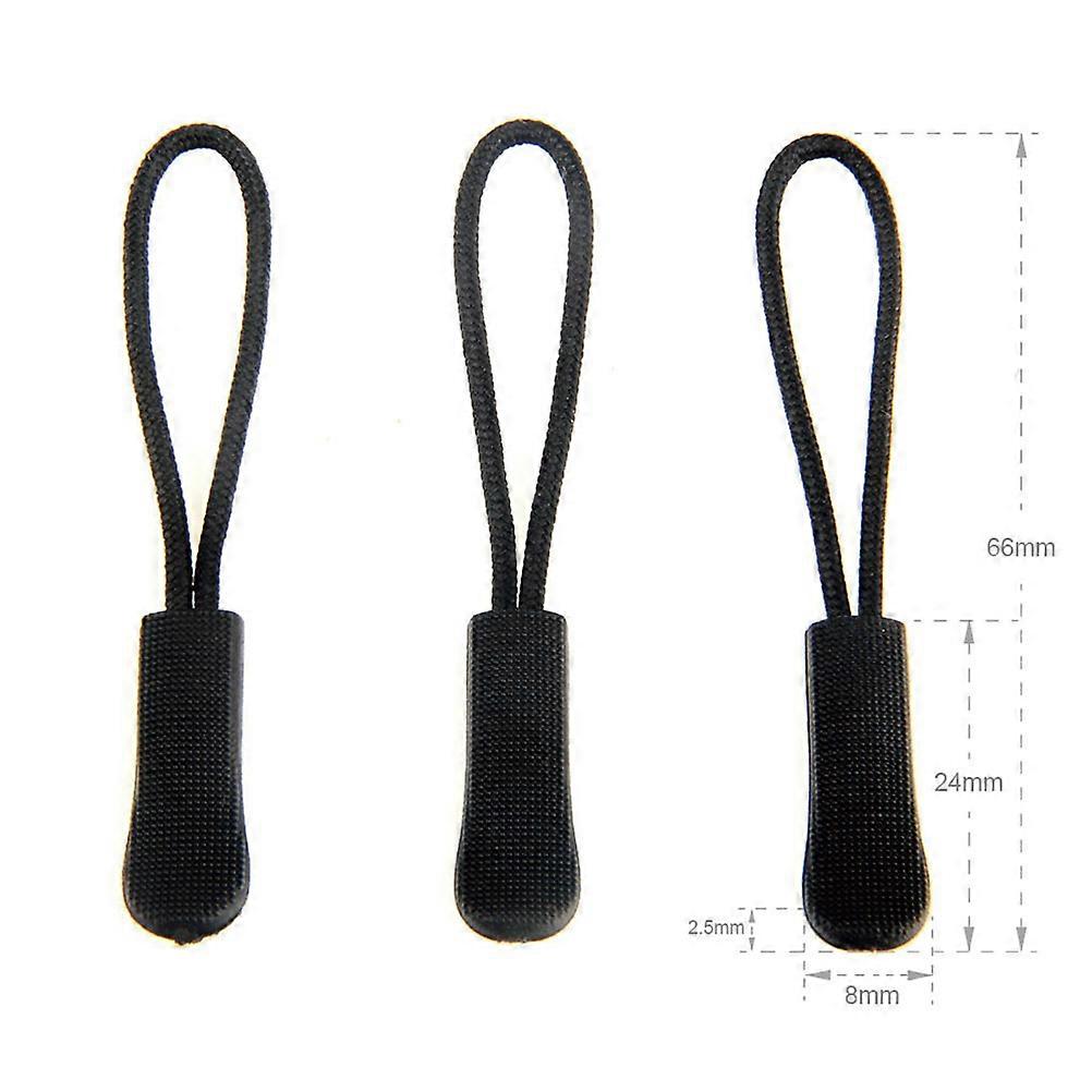 Pull Head Rope 100Pcs Black for DIY Use Extremely Durable Zipper Pullers