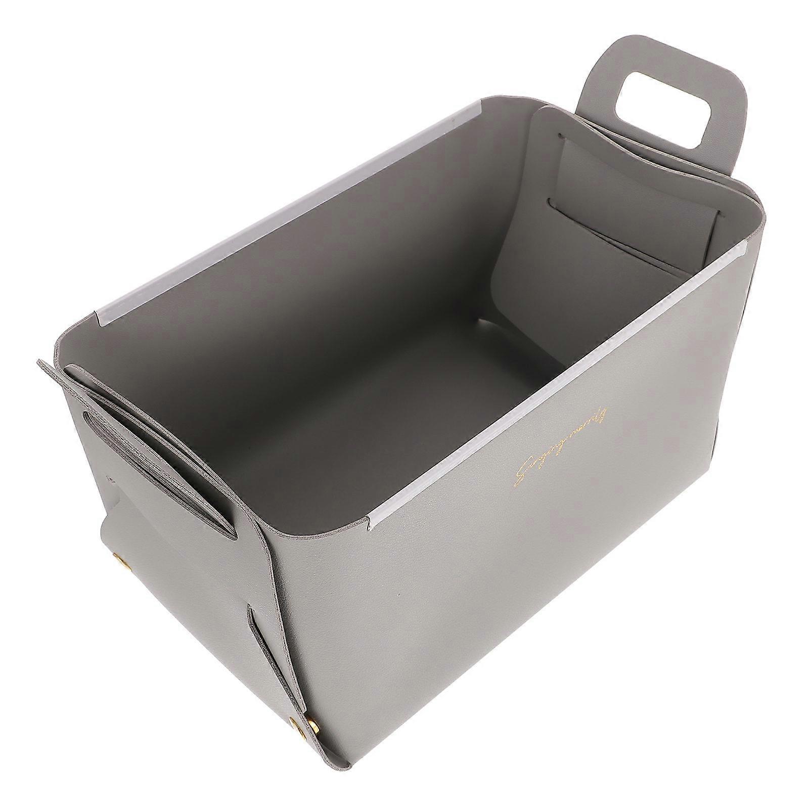 Desktop Storage Basket PU For Homeowners Simple Design Organizing Needs 1Pack