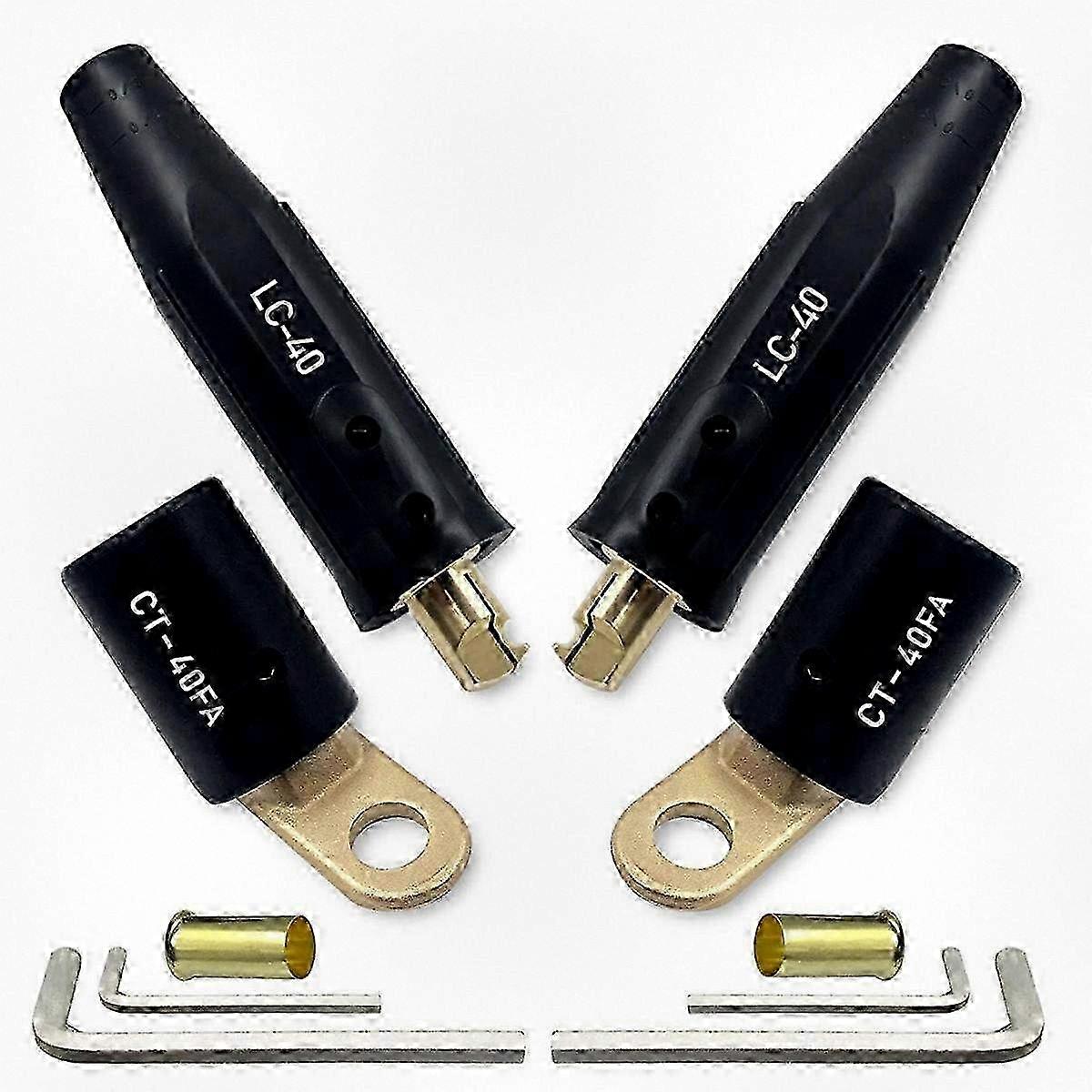 2025 2 Pieces CT-40FA Welding Terminals and 2 Pieces LC-40 Cable Connectors for Welding Equipment, Compatible with 1/0 and 2/0 Gauge