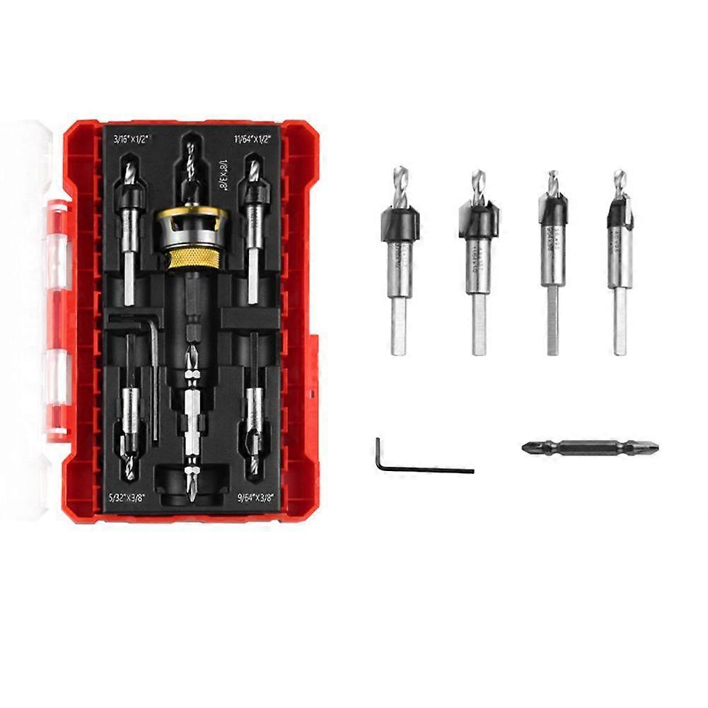 Countersink Drill Bit Set for Wood, Four Blades Countersink Bits with Adjustabl