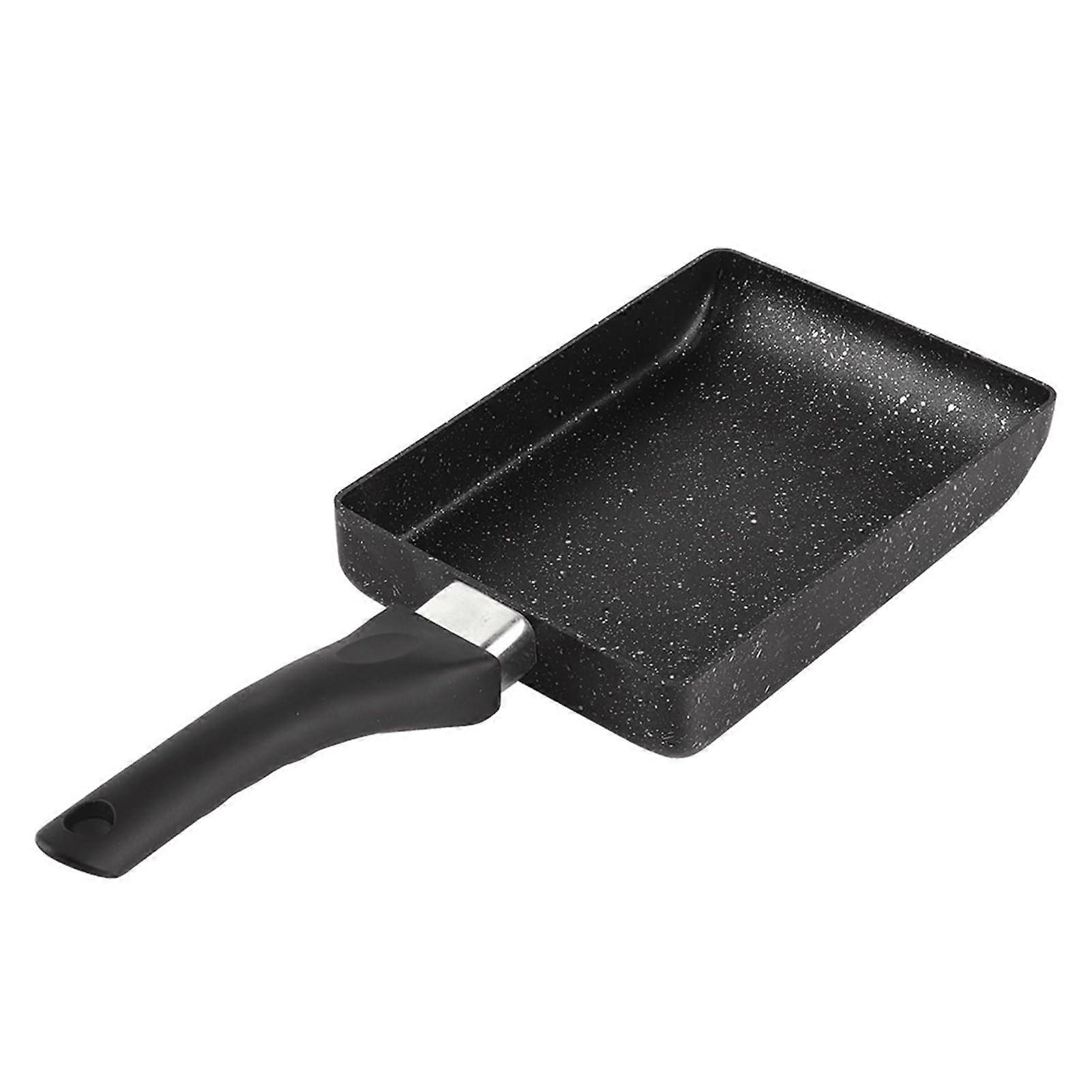 Tamagoyaki Saucepan Stone Nonstick Coating Frying Pan With Plastic Handle Aluminum Alloy Cookware Black For Eggs