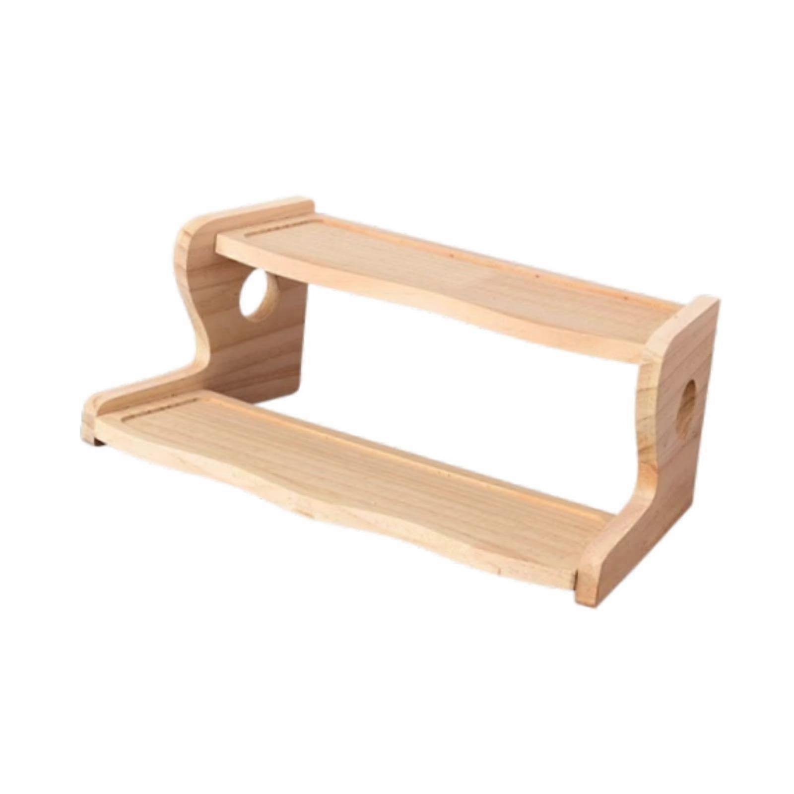 2Tier Solid Wood Plant Stand Display Riser, Decorative Spice Rack for Windowsill, Home, Office, or Balcony