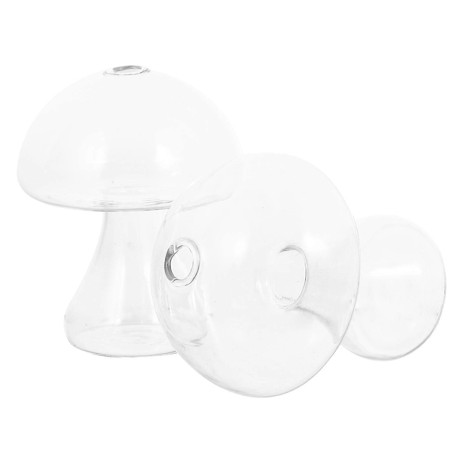 Decorative Vase Transparent Glass Mushroom Shape for Hotel Decoration with Flower Arranging Function 2Pcs