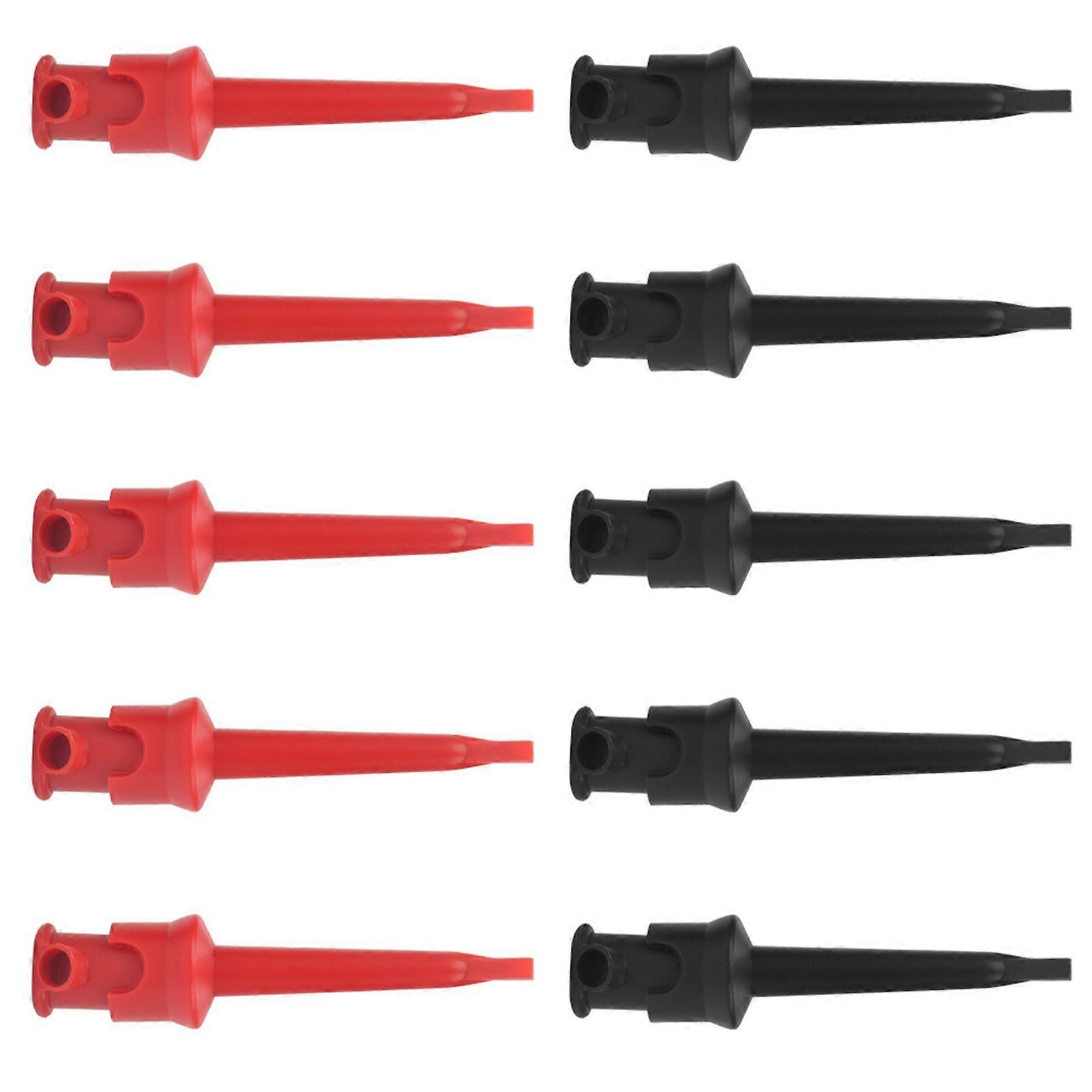 10pcs P5002 Multimeter Test Hook Leads 5.5cm Black & Red