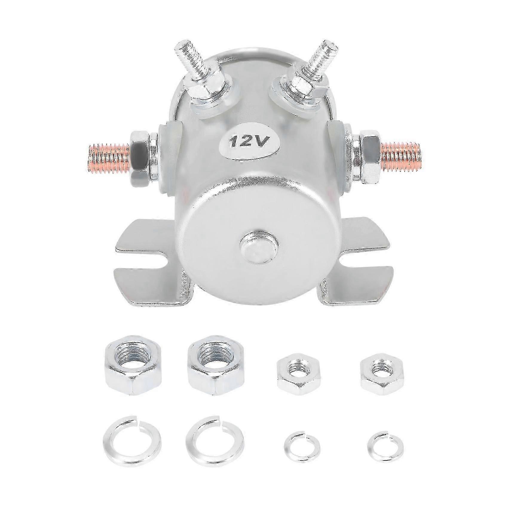 300A Continuous Duty 12V Solenoid Relay for Golf Cart Winch Marine SPST Silver Nickel-Plated