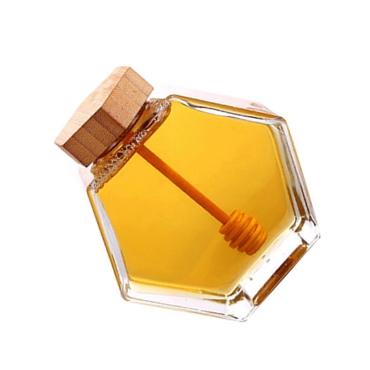 Sealing Glass Honey Pot 380ml with Lids and Honey Dipper Set for Kitchen Storage and Serving Honey
