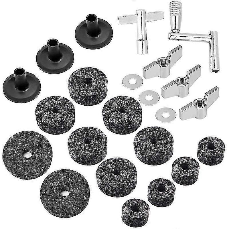 23 Pieces Cymbal Replacement Accessories Cymbal Felts Hi-Hat Clutch Felt Hi Hat Cup Felt Cymbal Sleeves with Base Wing Nuts Cymbal Washer and Drum Ke