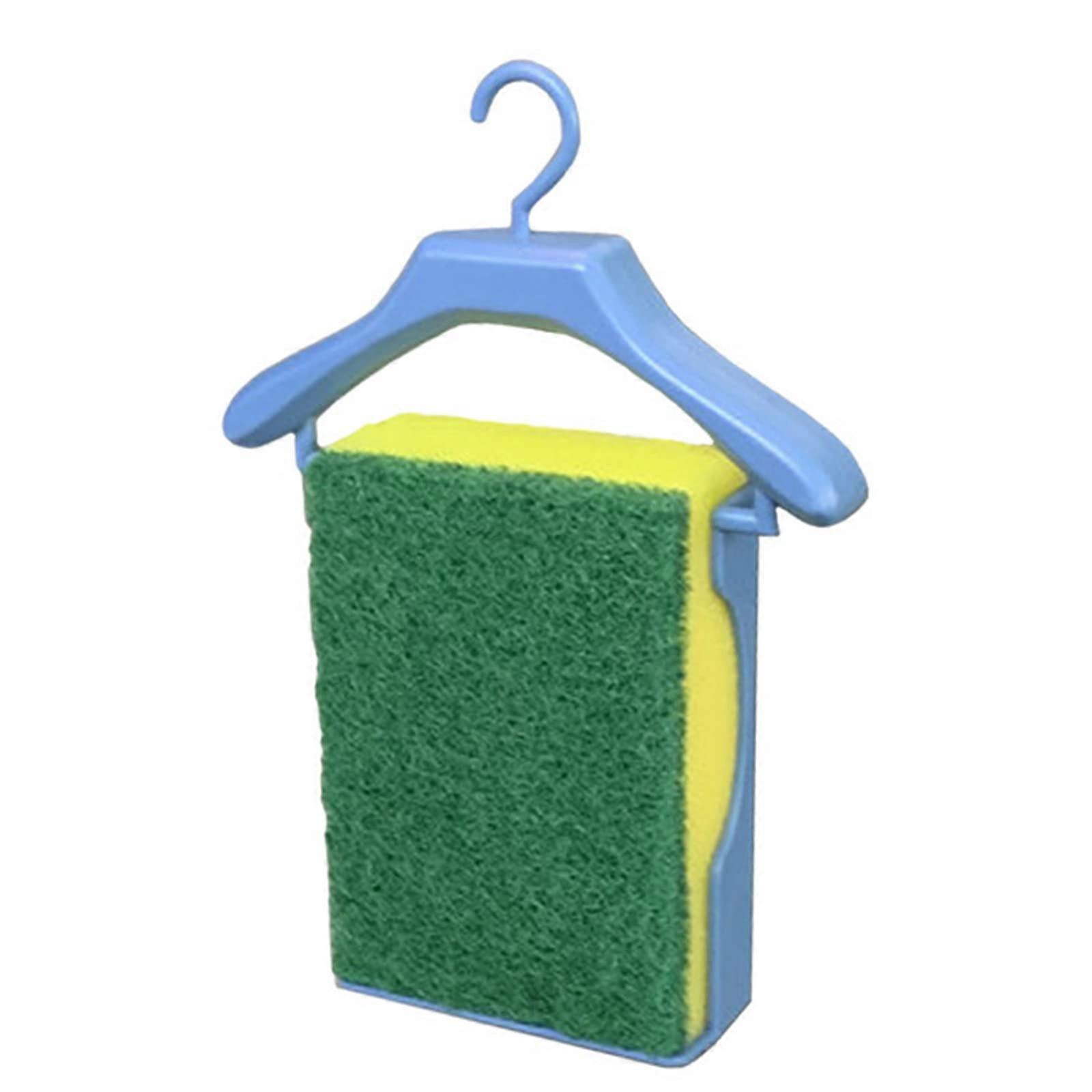For Creative Clothes Hanger Shape Sponge Dish Cloth Rag Storage Rack Holder Light Blue