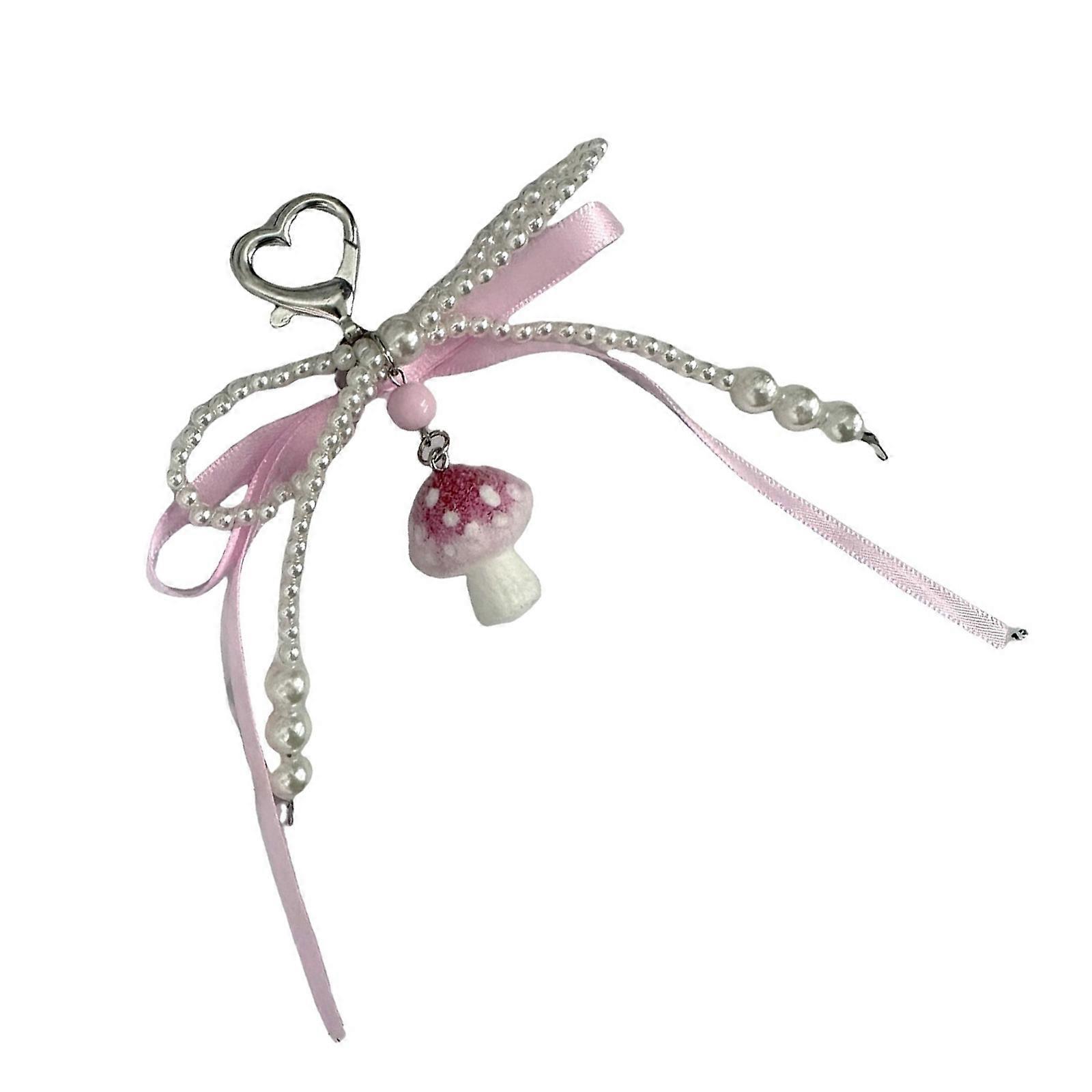 Fashion Resin Bowknot Keychain With Ribbon Pearls Detailing Sturdy Key Holder Keychain Accessory For Gifting Multicolor