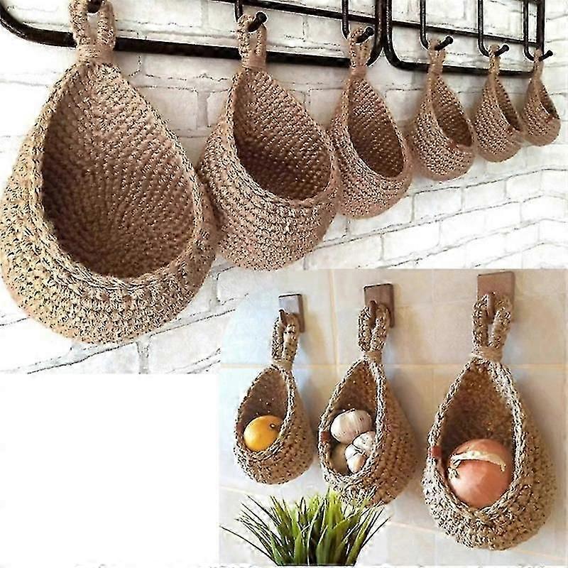 fruit and vegetable baskets woven wall hanging kitchen storage