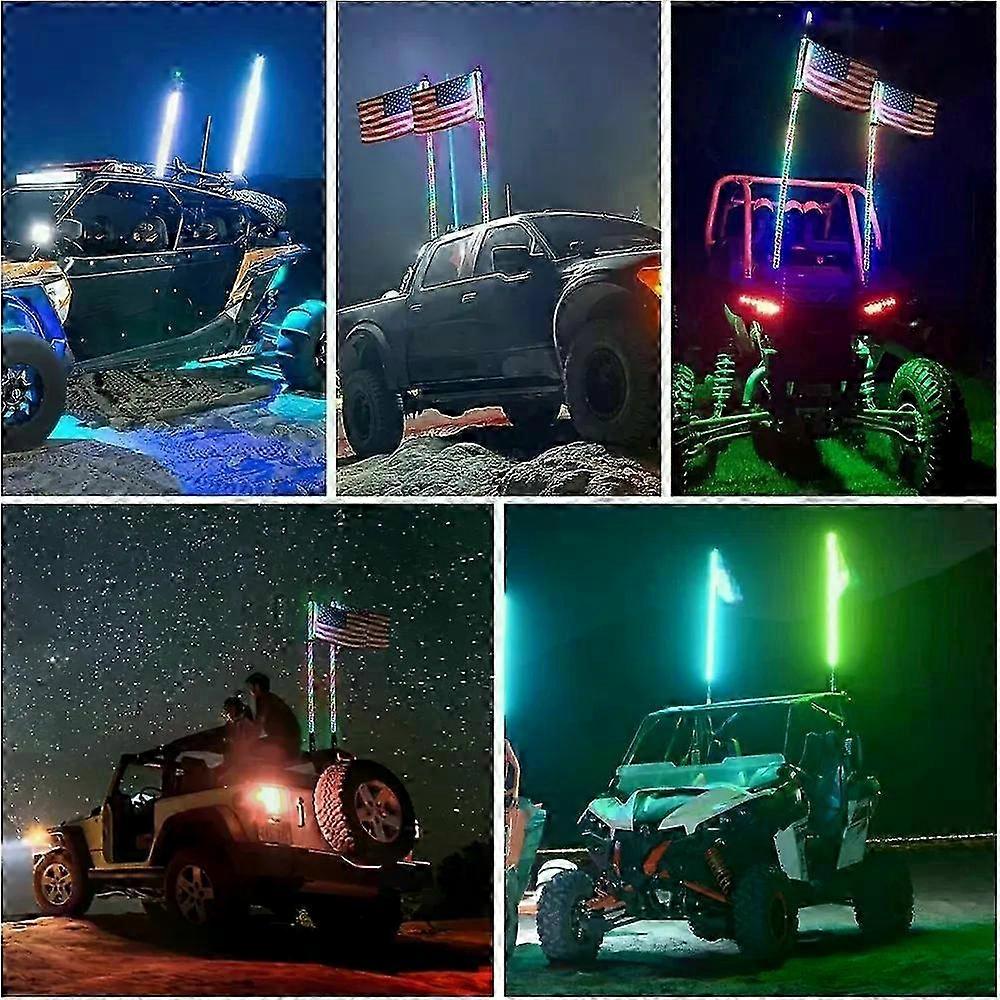 2025 2FT LED Whip Lights Lighted Antenna Whips For ATV UTV Polaris RZR Off Road Truck Sand Buggy Dune Flagpole Lamp