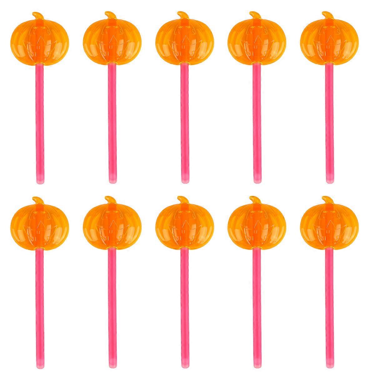 Halloween Glow Stick Pumpkin for Decor 10Pcs Orange Pe Material