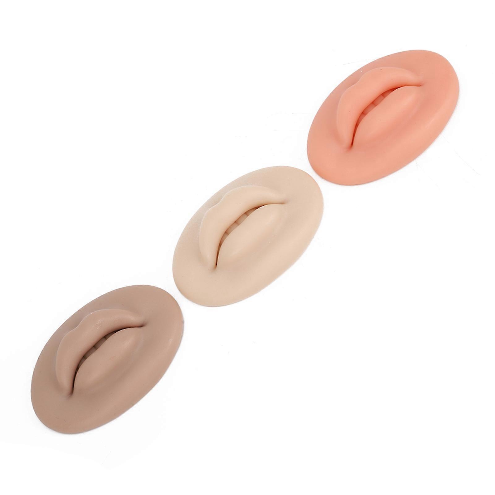 3 Pcs 3D Silicone Lips 7.7x5.3x2cm Light/Dark/Black Skin