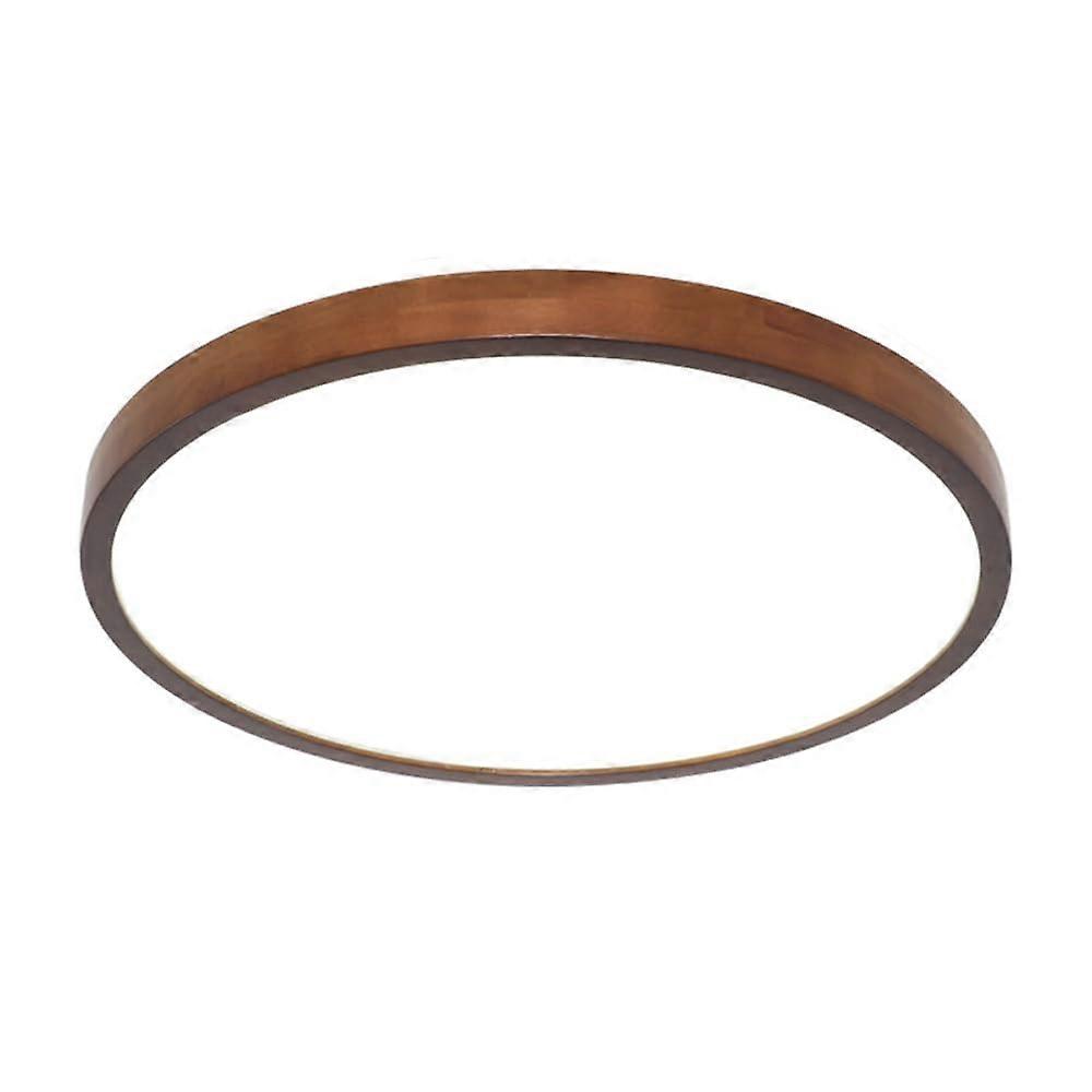 Walnut Color Ceiling Lamp Offi 40 Cm Solid Wood Flush Mount Round LED Ceiling Light 3000K-6000K Ultra-Thin Bedroom