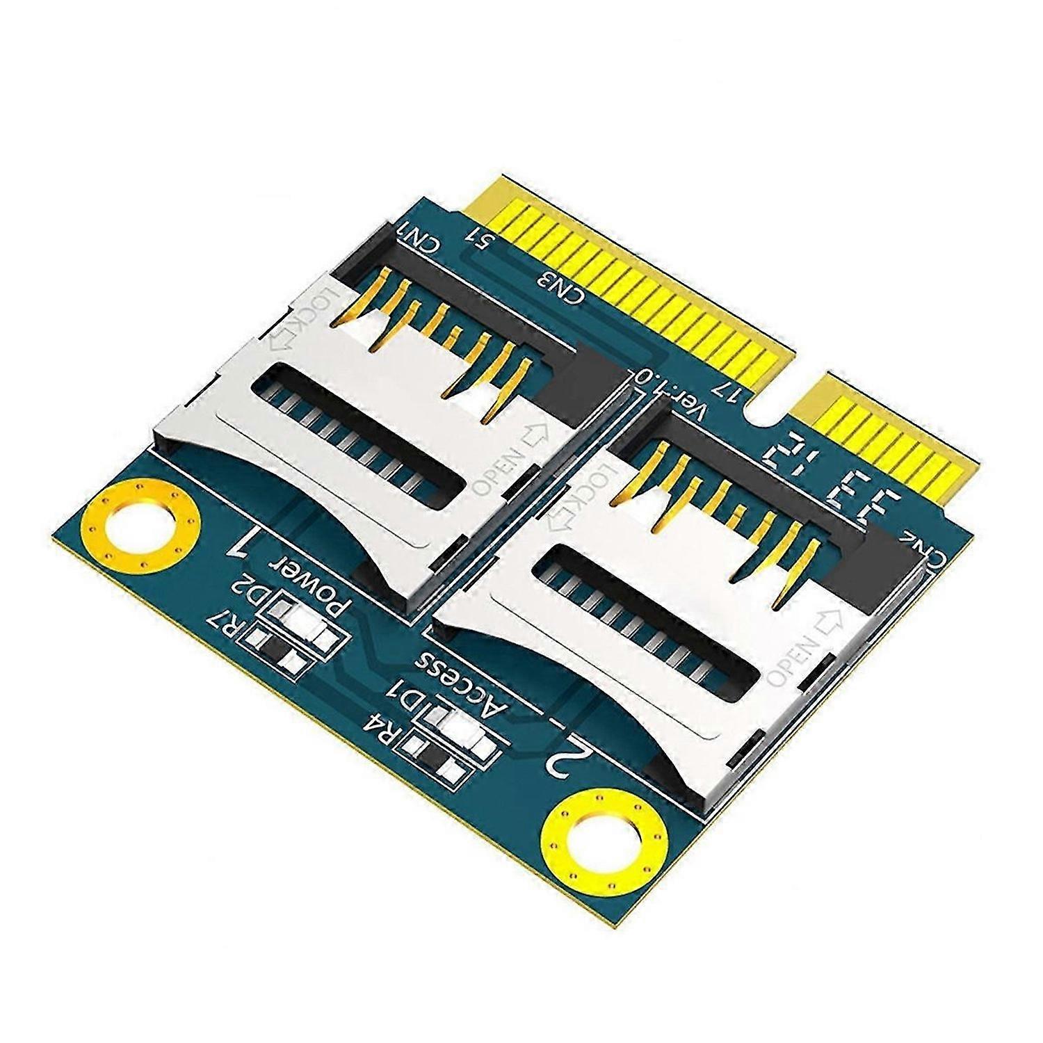 MINI PCIE to 2 Micro-SD Adapter Card MINI PCIE to Dual TF Module