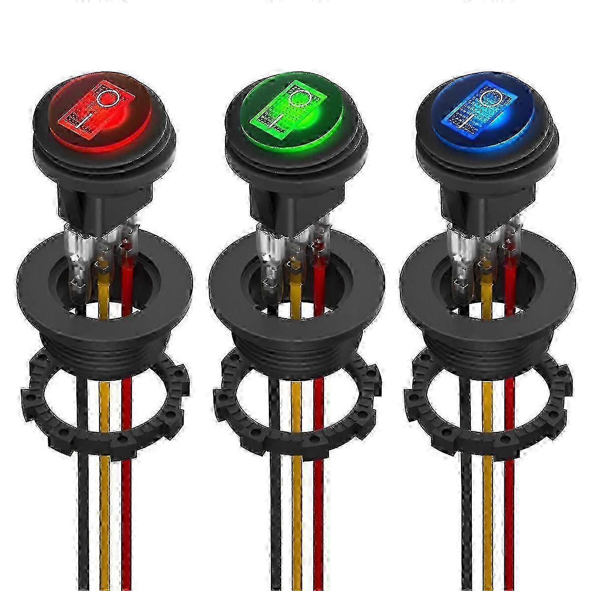 Interruptor de balancim redondo 12V 20A Interruptor de alavanca marítimo à prova d'água com LED iluminado Função SZRH AF