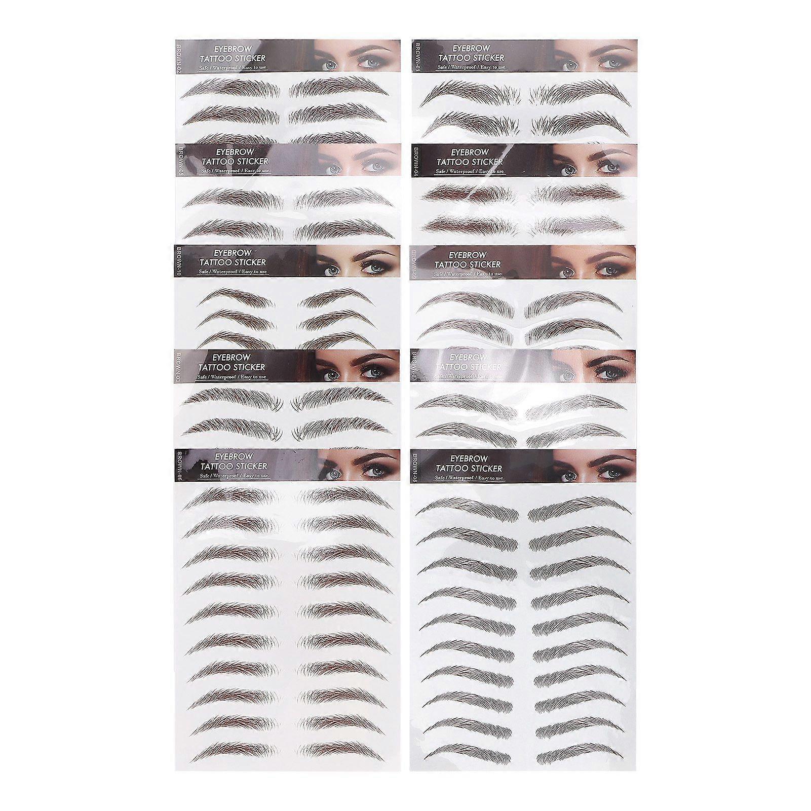 10pcs Temporary Brow Tattoo Waterproof Disposable 6D False Eyebrow Tattoos Stickers