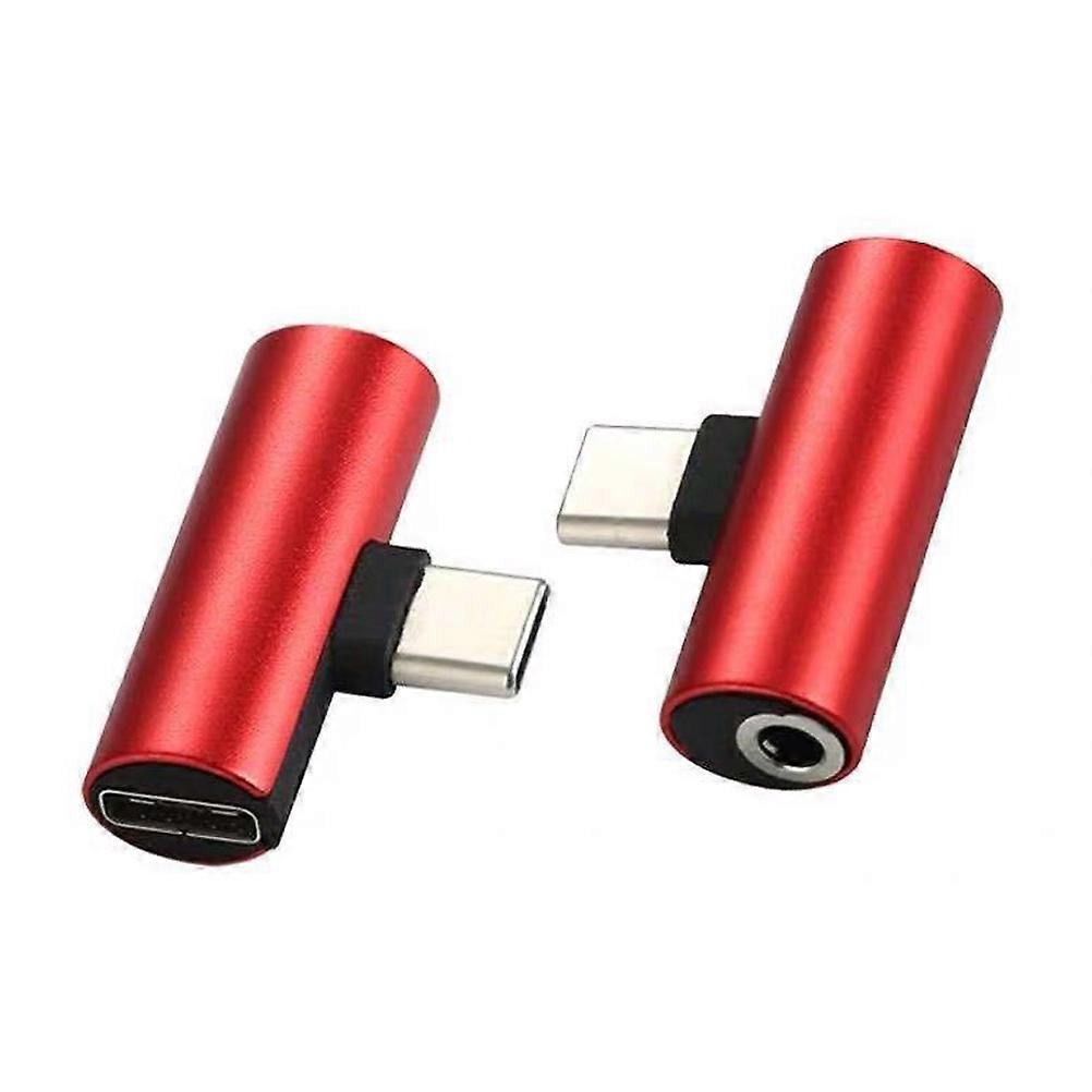 Type-C Earphone Adapter for Audio Usage 2Pcs Red Stereo Converter