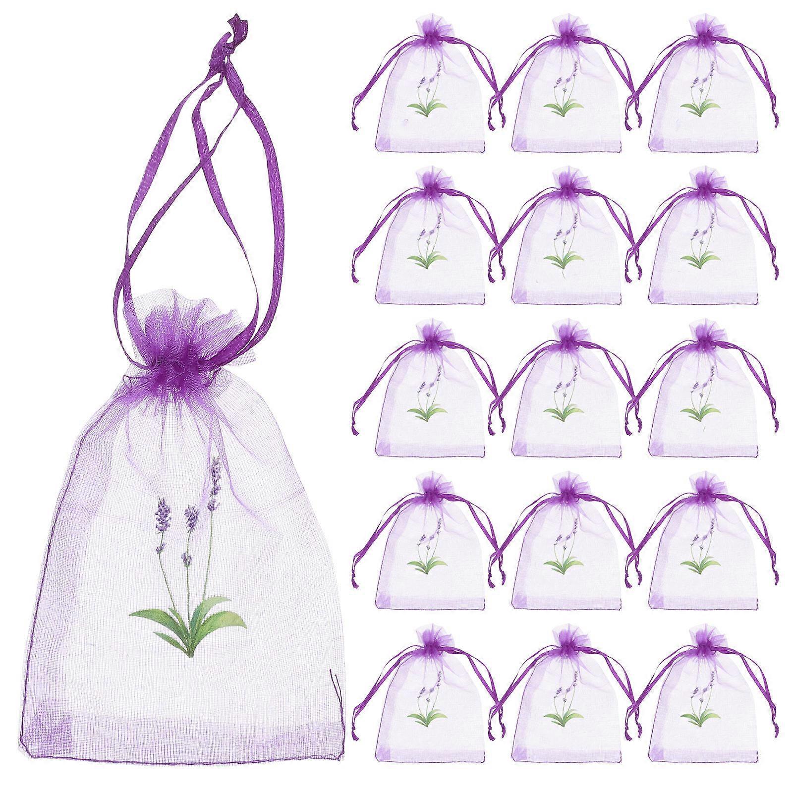 Aromatherapy Lavender Sachet Bags Gauze Mesh Drawstring 20Pcs Organza Bags
