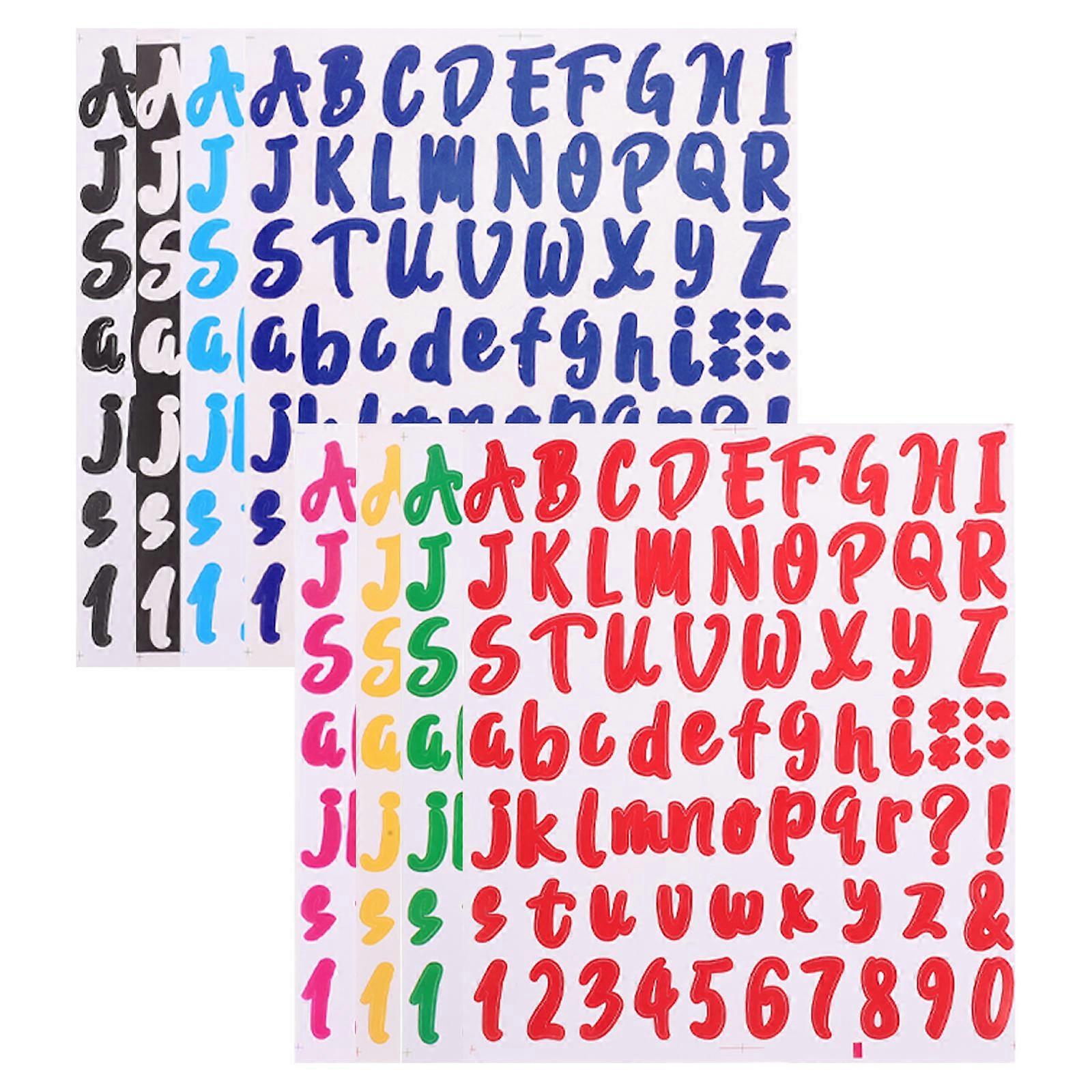 Doorplate Letter Sticker Pvc Alphabet Stickers for Signs Daily Life Use Assorted Color 8 Sheets