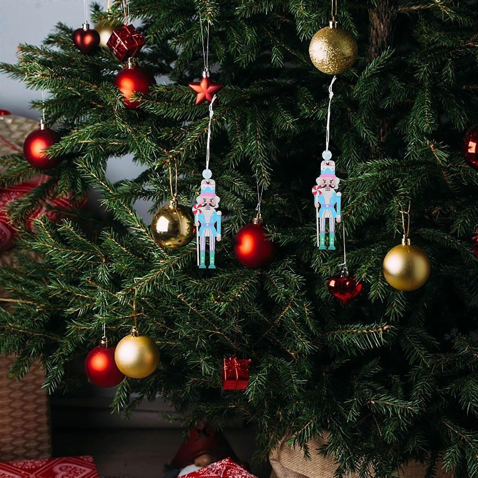 Wooden Christmas Nutcracker Ornaments Small Nutcracker for Decoration 32Pcs Hanging
