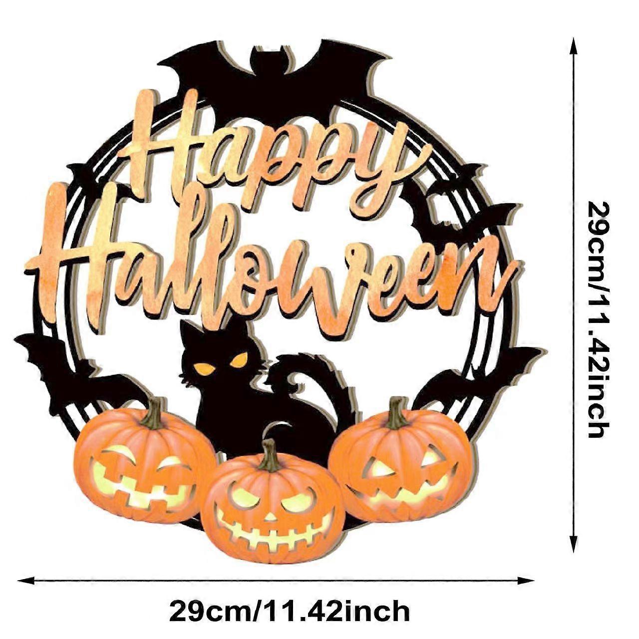 Halloween multi-layer wooden pendant Halloween front door decoration living room atmosphere hanging