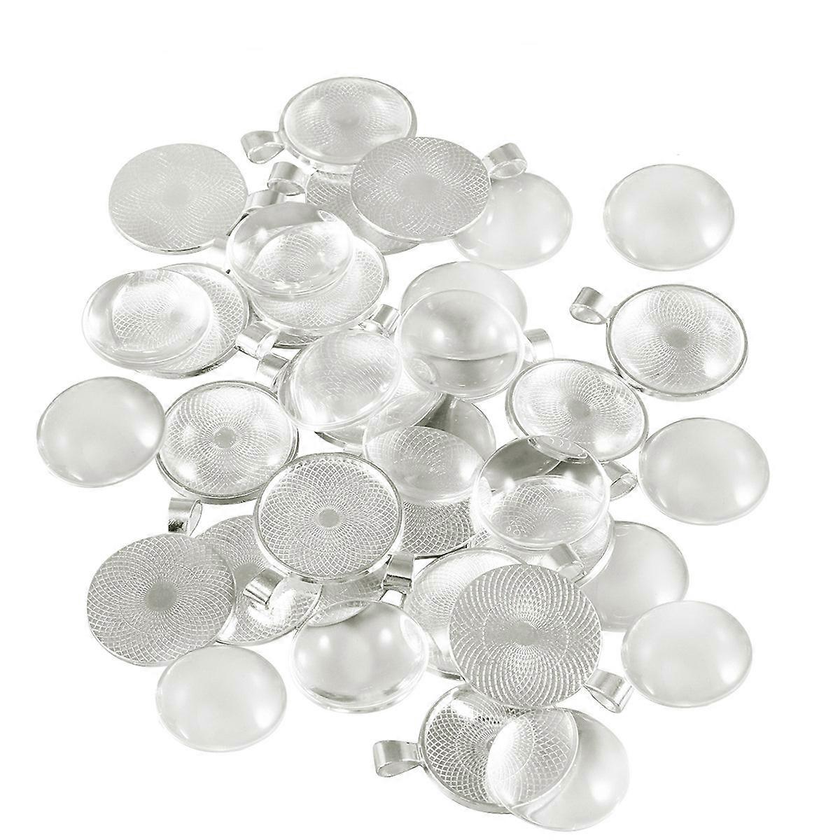 Round Pendant Blank Tray Silver 25 Mm 20 Set