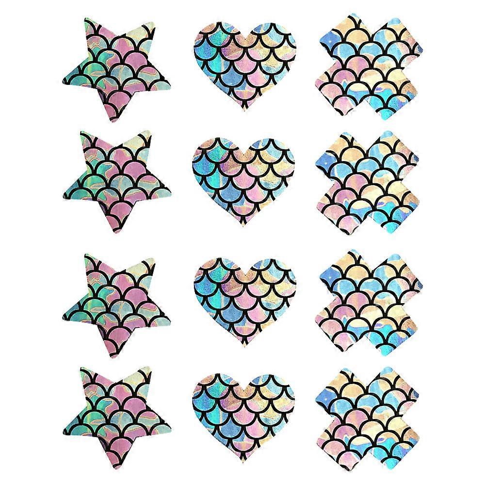 Assorted Color Breast Decals Chest Covers for Women 6Pairs Disposable