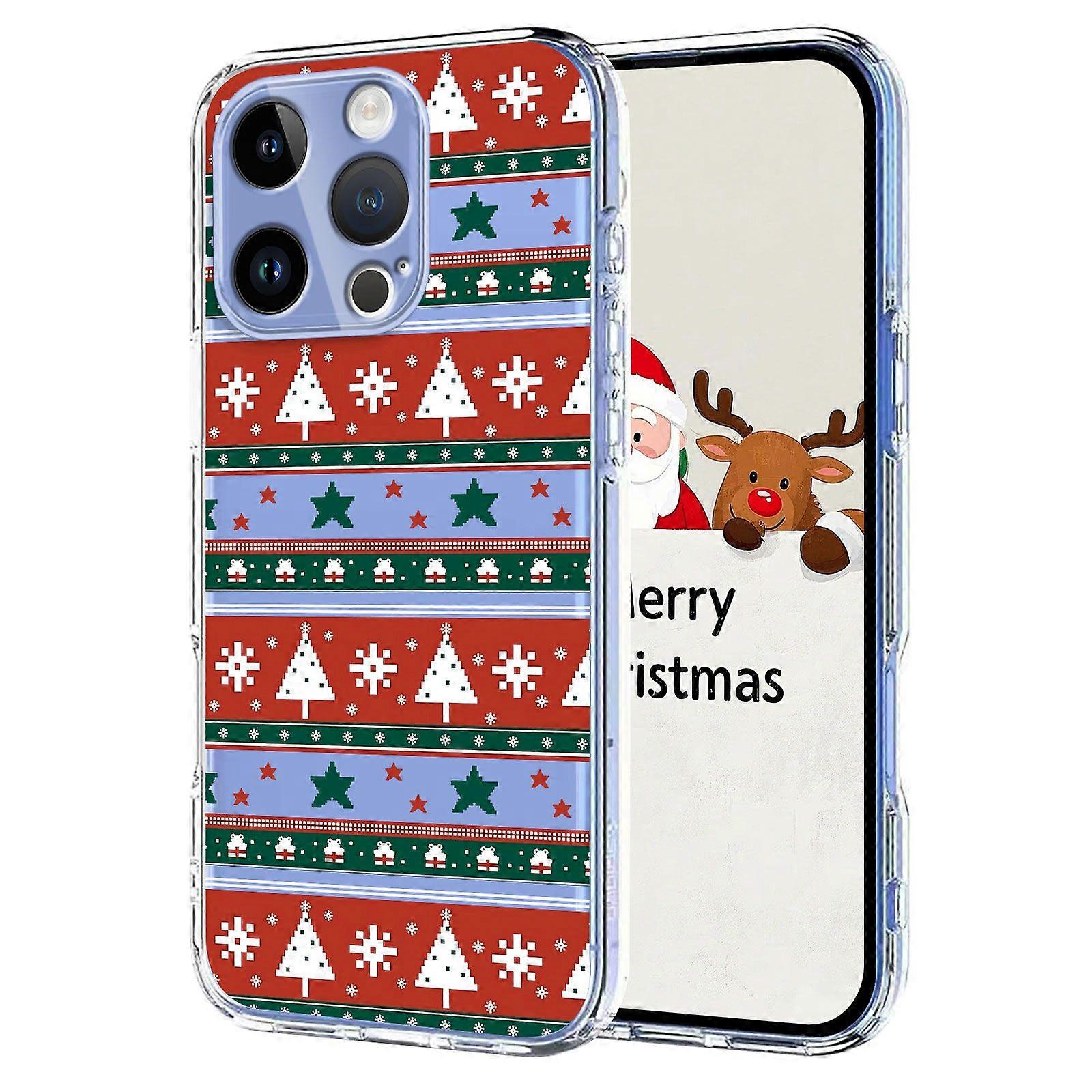 For iPhone 16 Pro Case Christmas Themed Pattern Printing TPU Phone Back Cover
